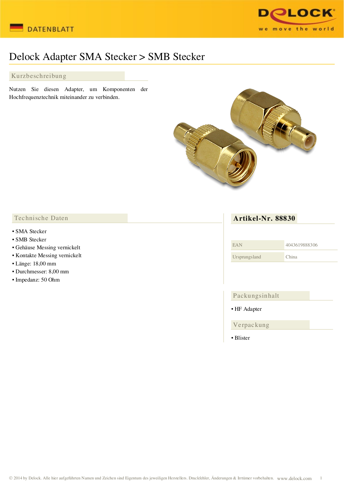 DELOCK 88830 Datasheet - ManualMachine.com
