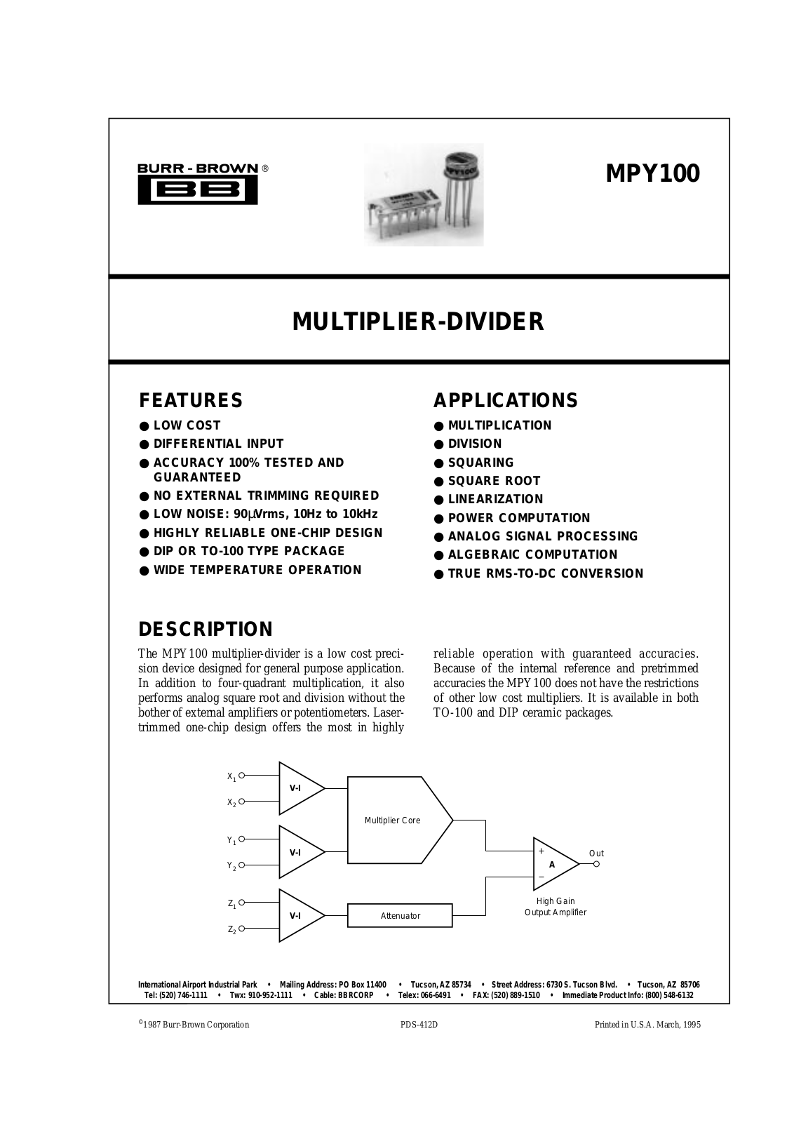 Burr Brown Corporation 4214BP, 4214AP, 4213SM, 4213BM, 4213AM Datasheet