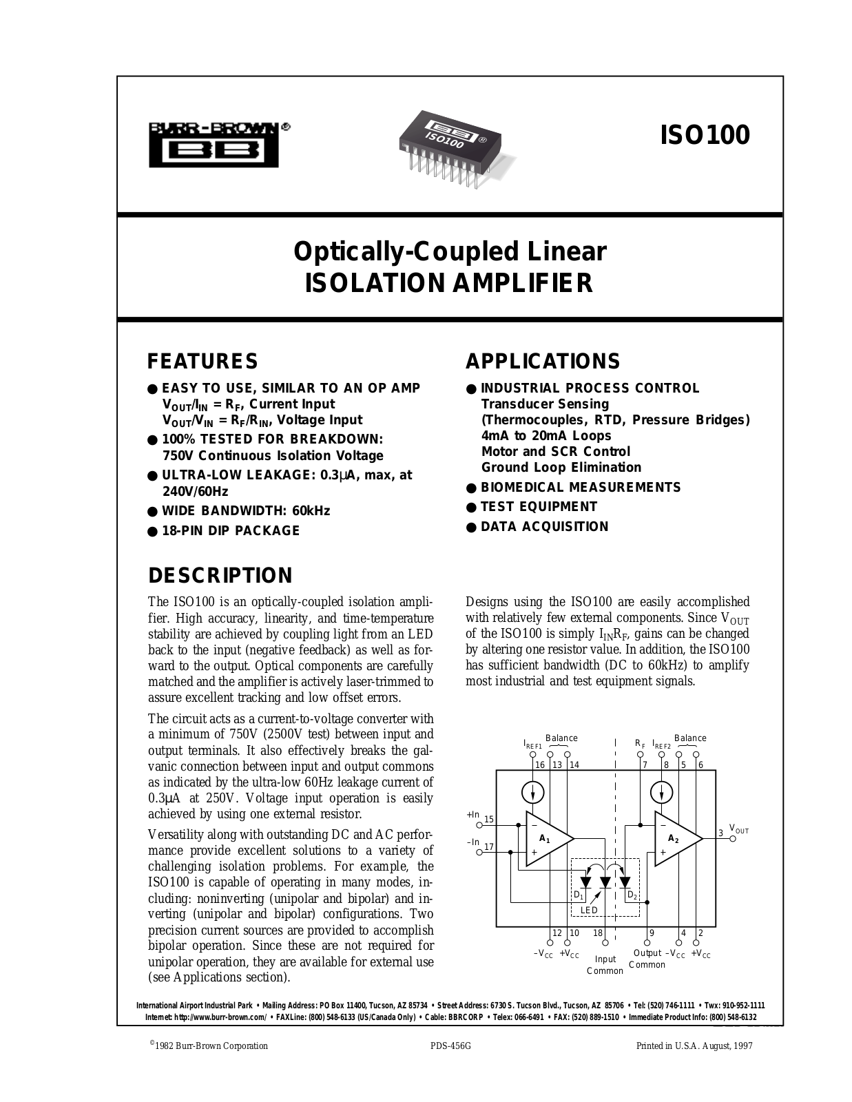 Burr Brown ISO100CP, ISO100BP, ISO100AP Datasheet