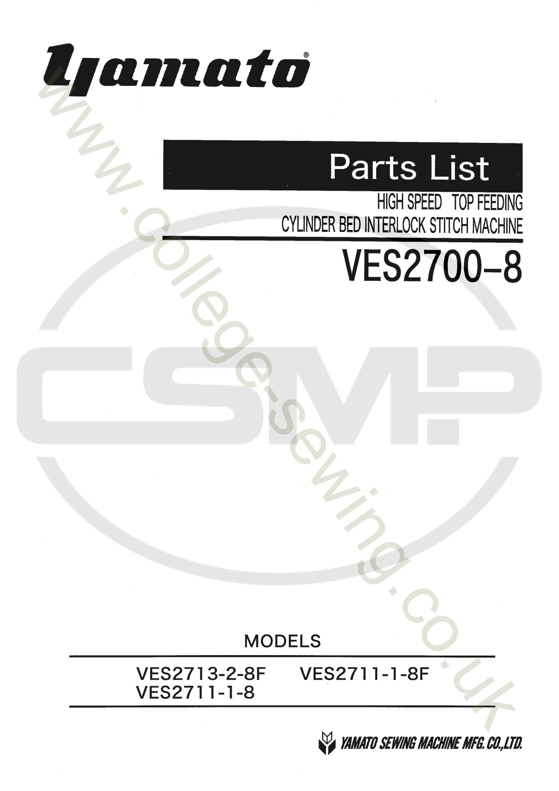 Yamato VES2713-2-8F, VES2711-1-8, VES2711-1-8F Parts Book