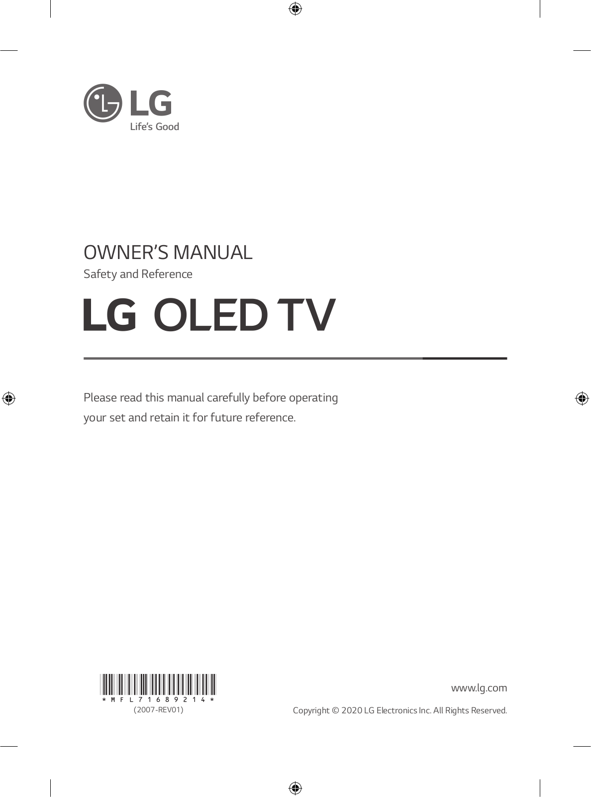 LG OLED65GXPVA User guide