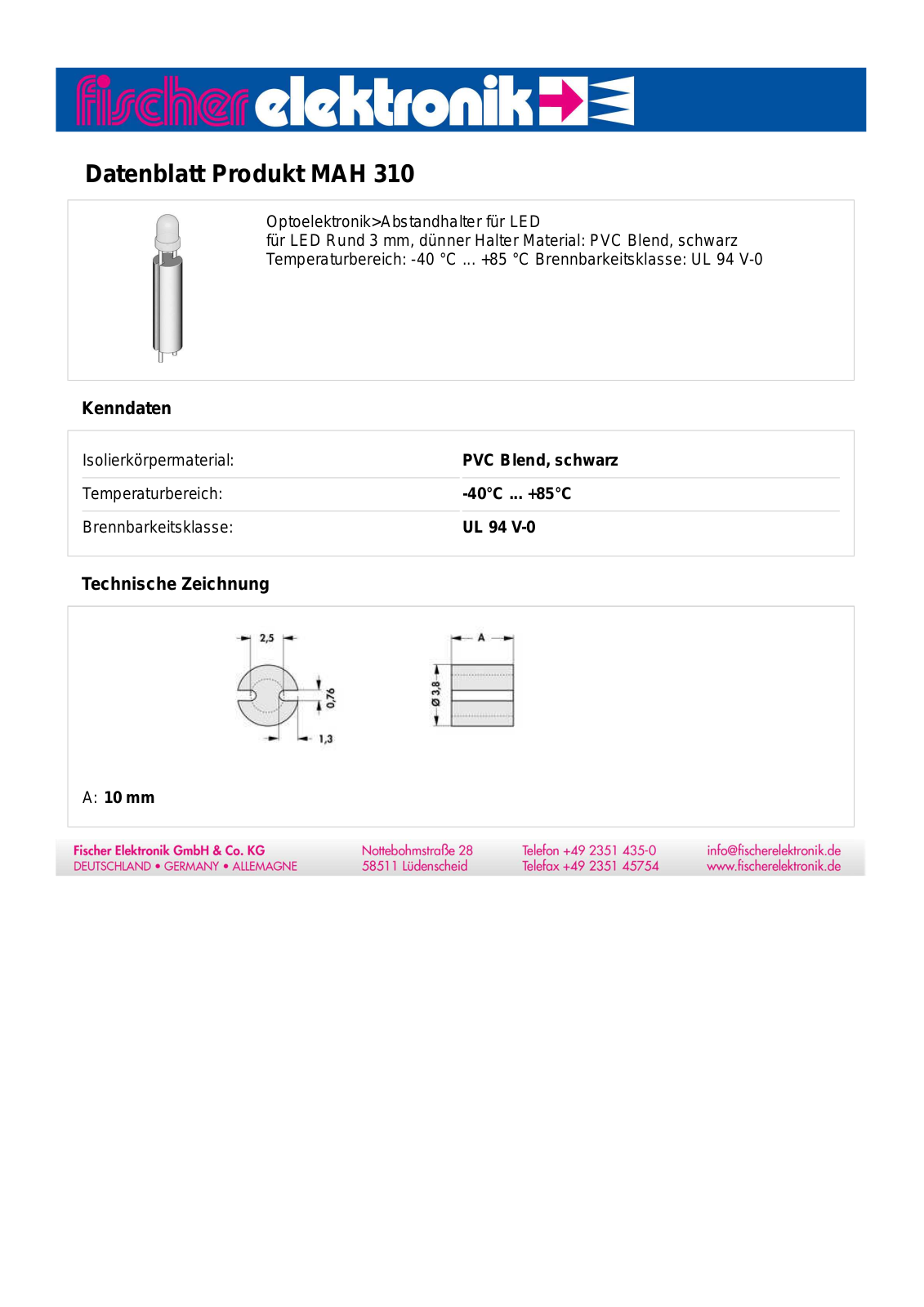 FISCHER ELEKTRONIK FIS MAH 310 Datasheet - ManualMachine.com