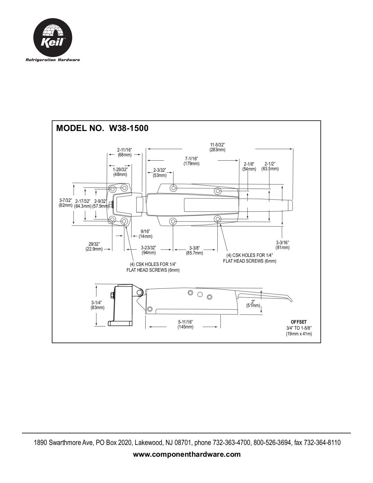 Component Hardware W38-1500 User Manual