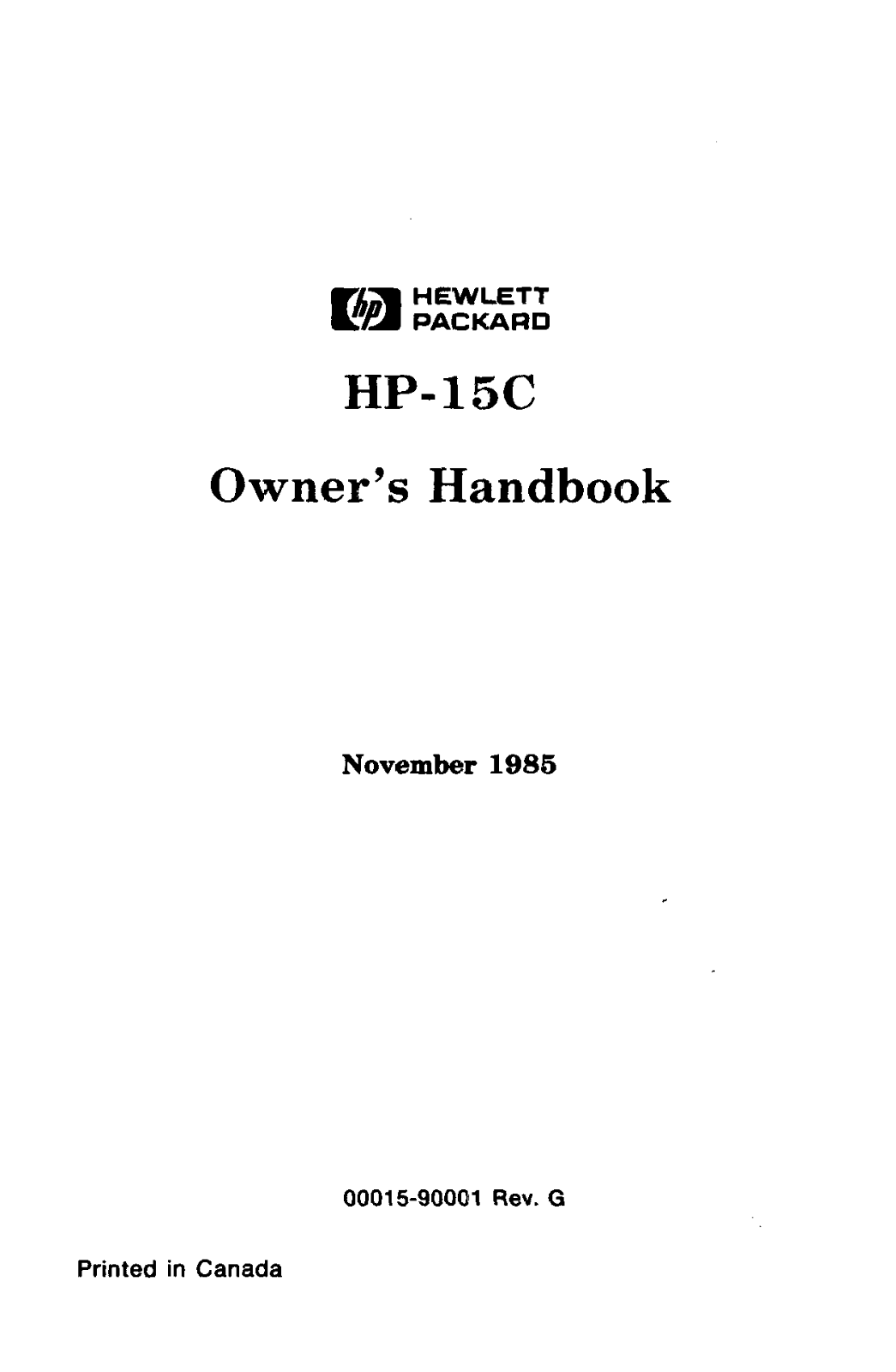 HP HP-15C User Manual