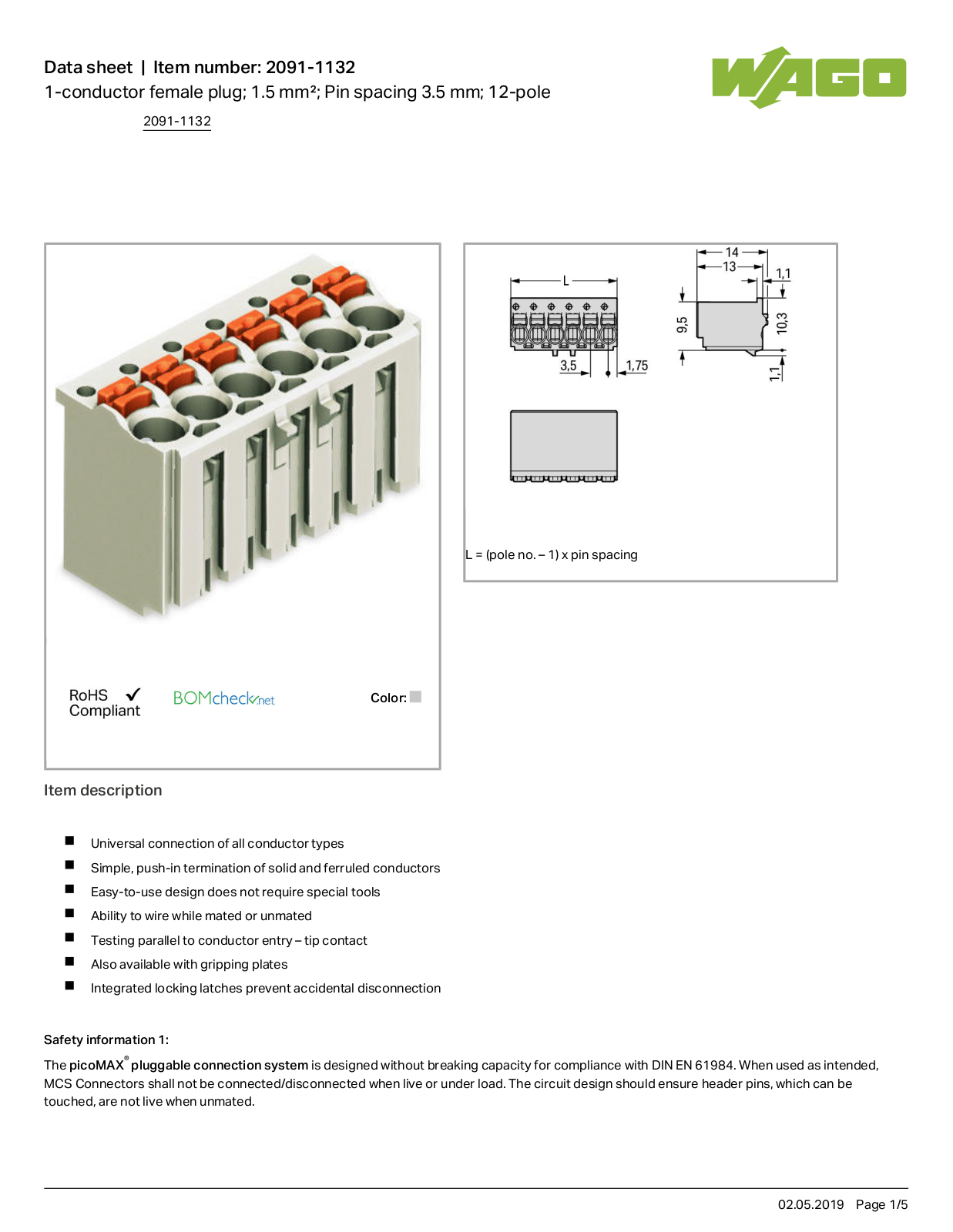 Wago 2091-1132 Data Sheet