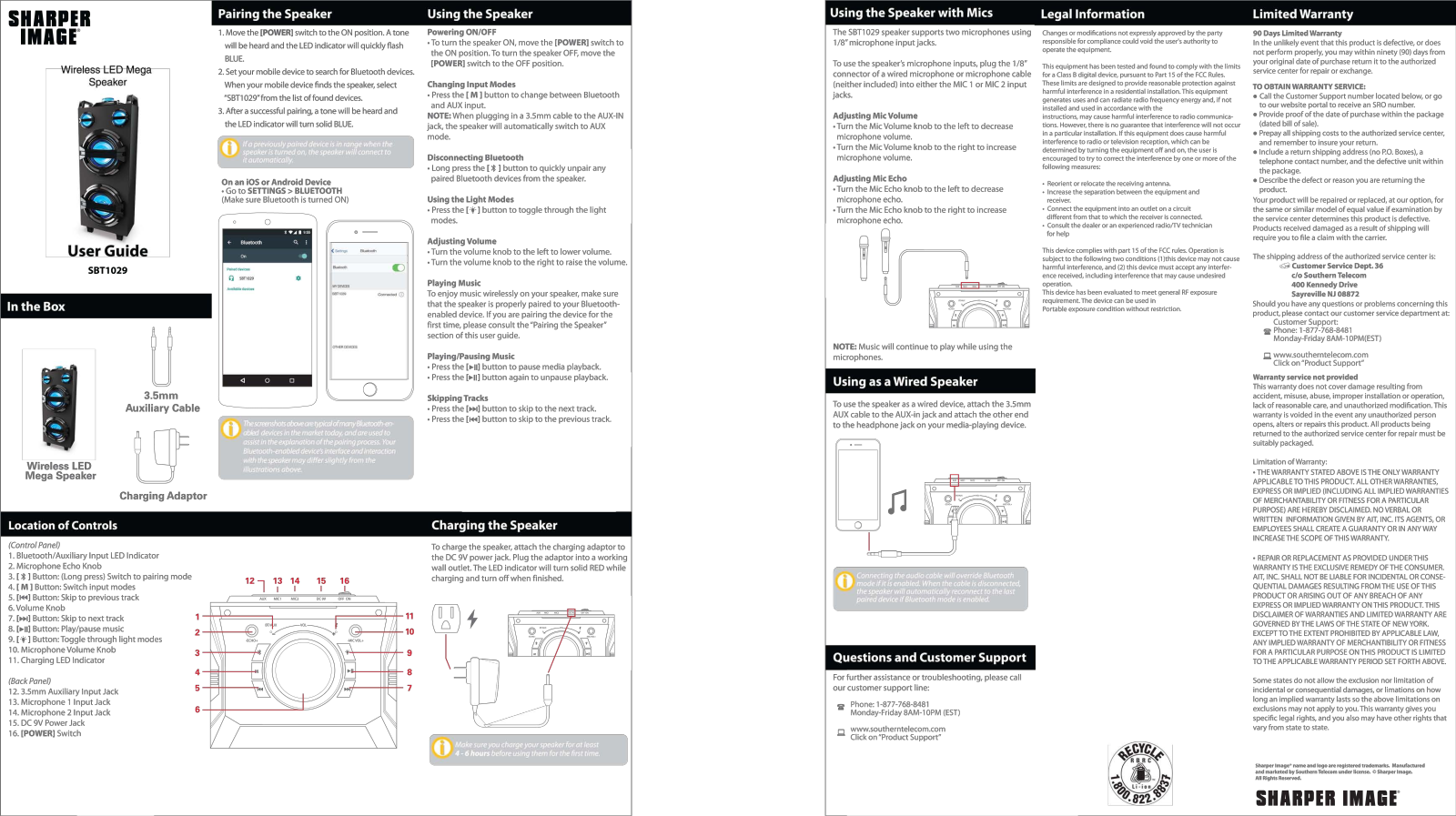 Sharper image SBT1029 User Manual