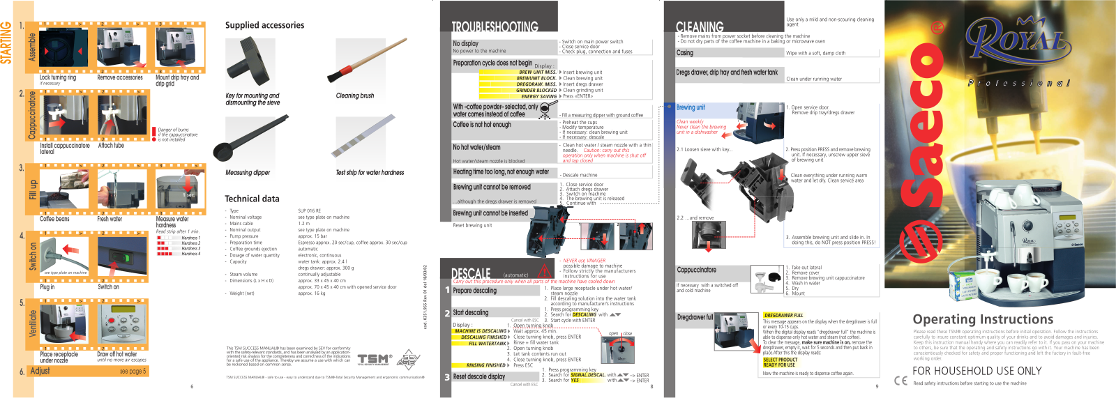 Saeco Royal Professional Operating Instructions