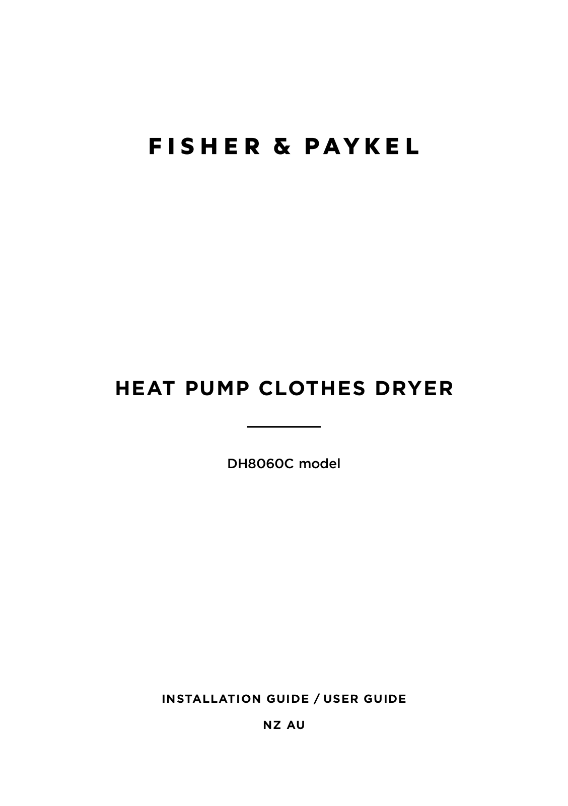 Fisher & Paykel DH8060C1 User Manual