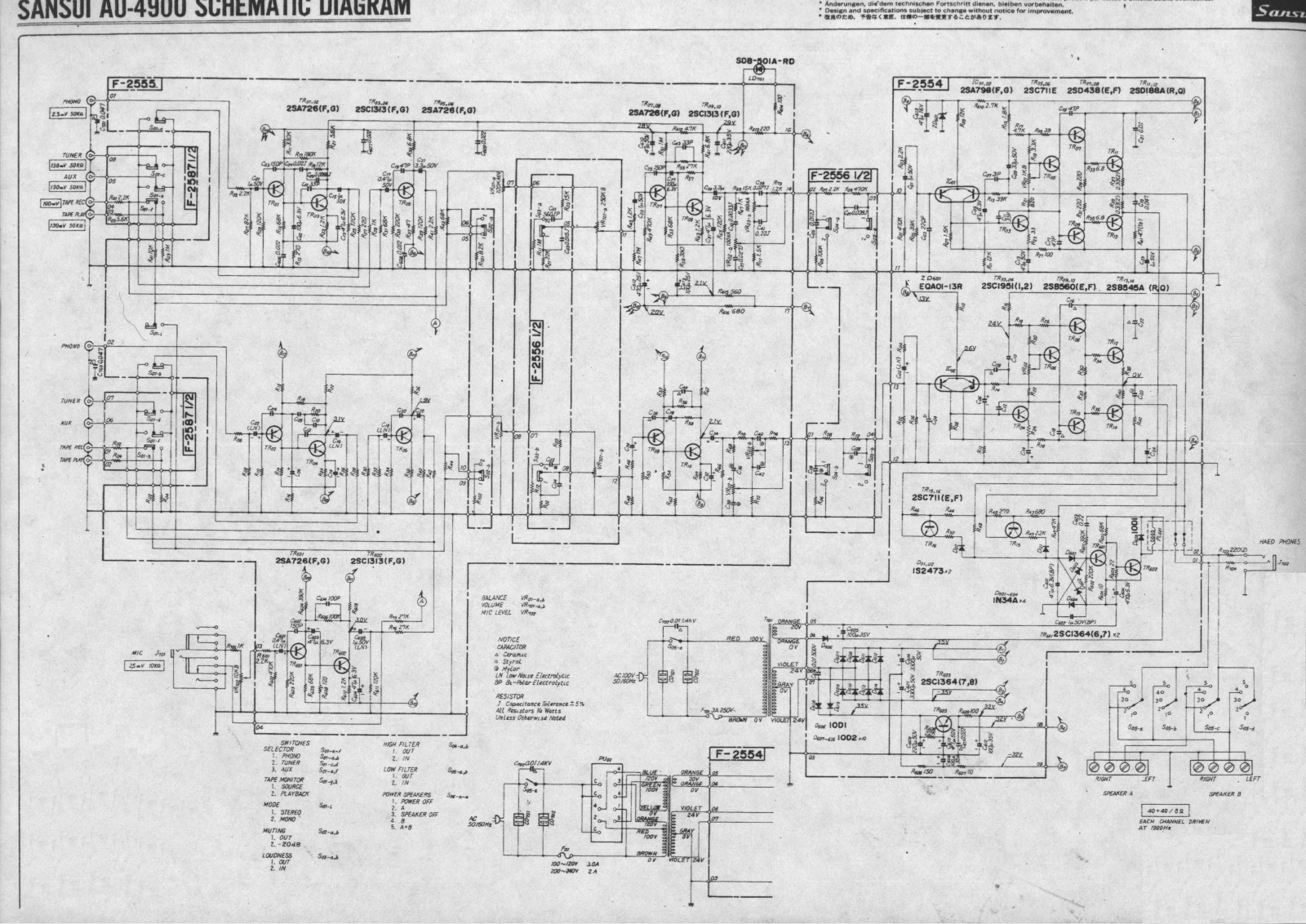 Sansui AU-4900 Schematic