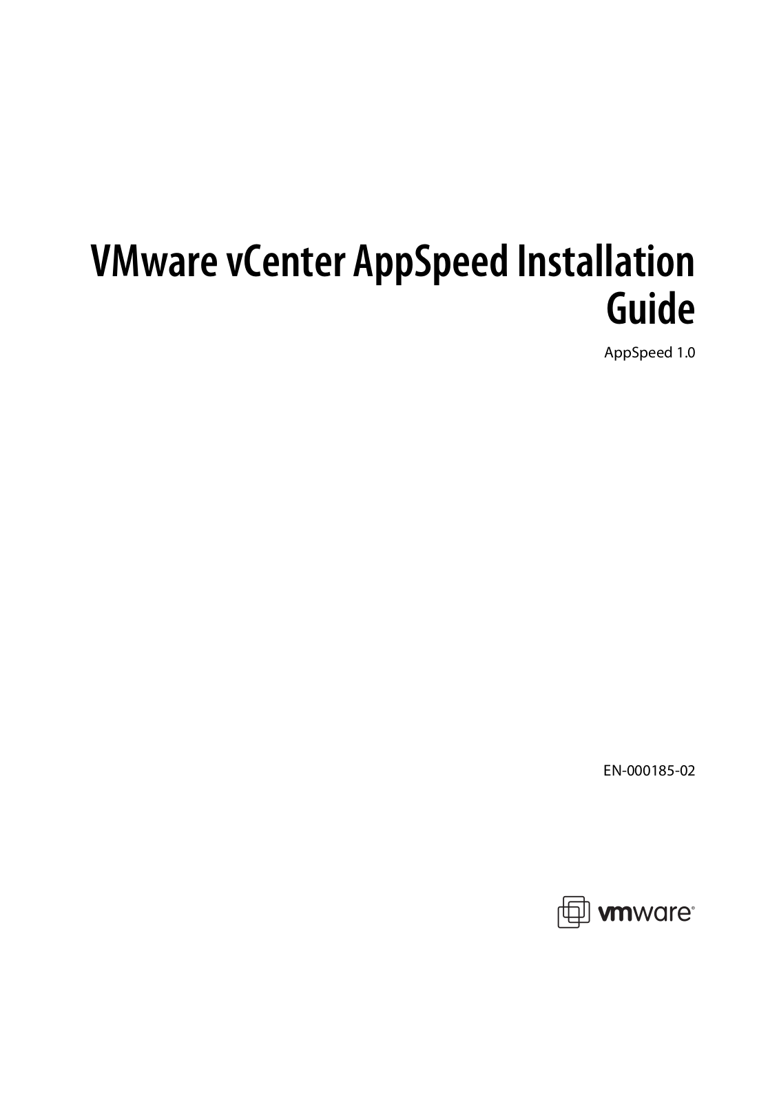 VMware vCenter AppSpeed - 1.0 Installation Manual