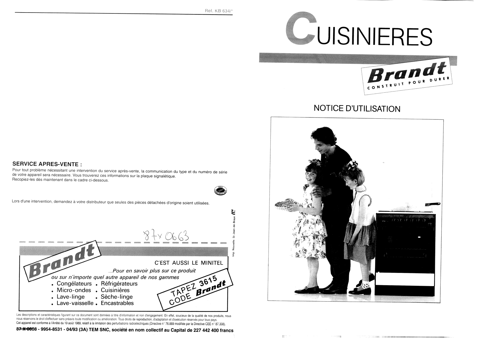 BRANDT GBN624 User Manual