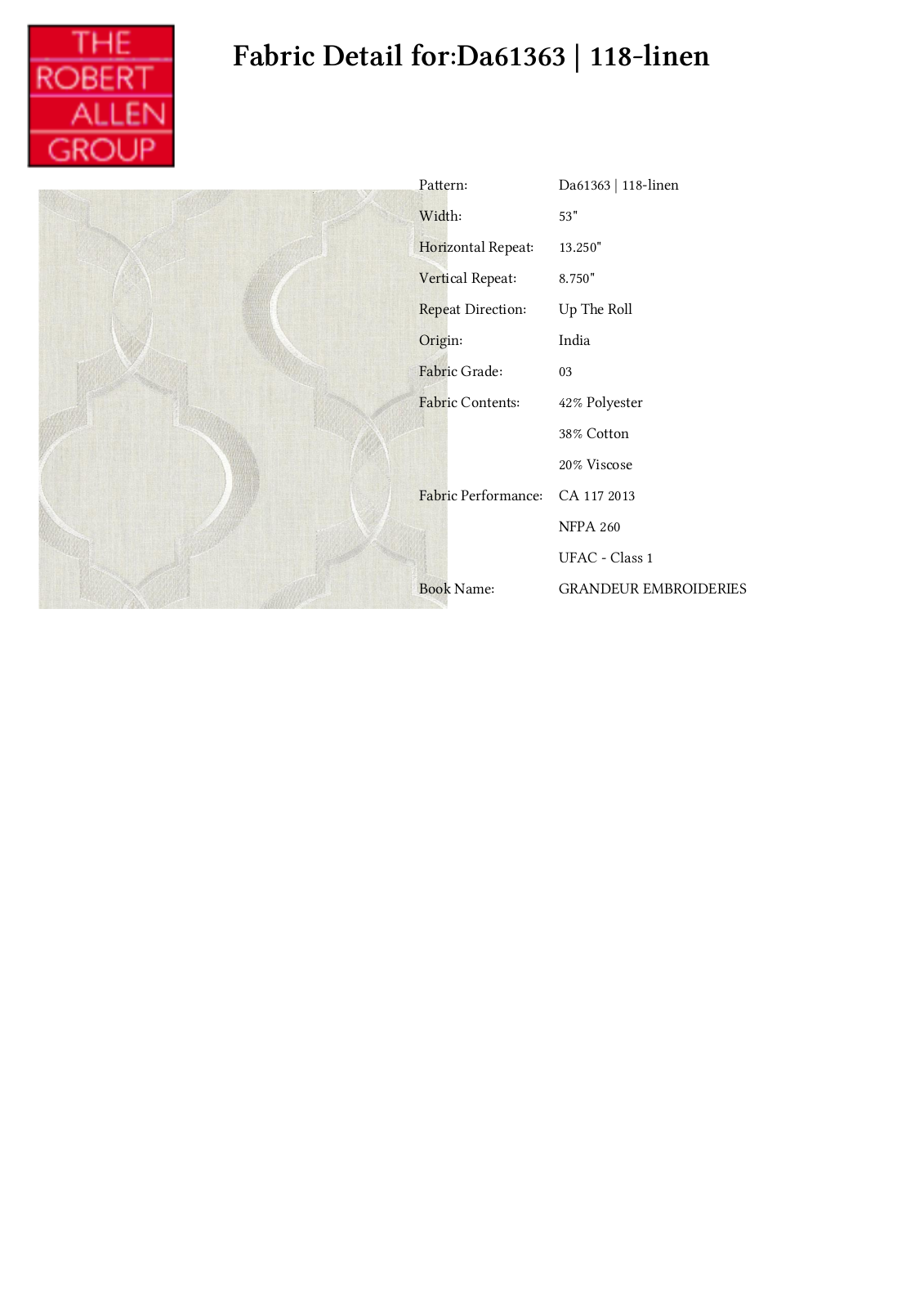 Duralee CRAL7227 Specifications - ManualMachine.com