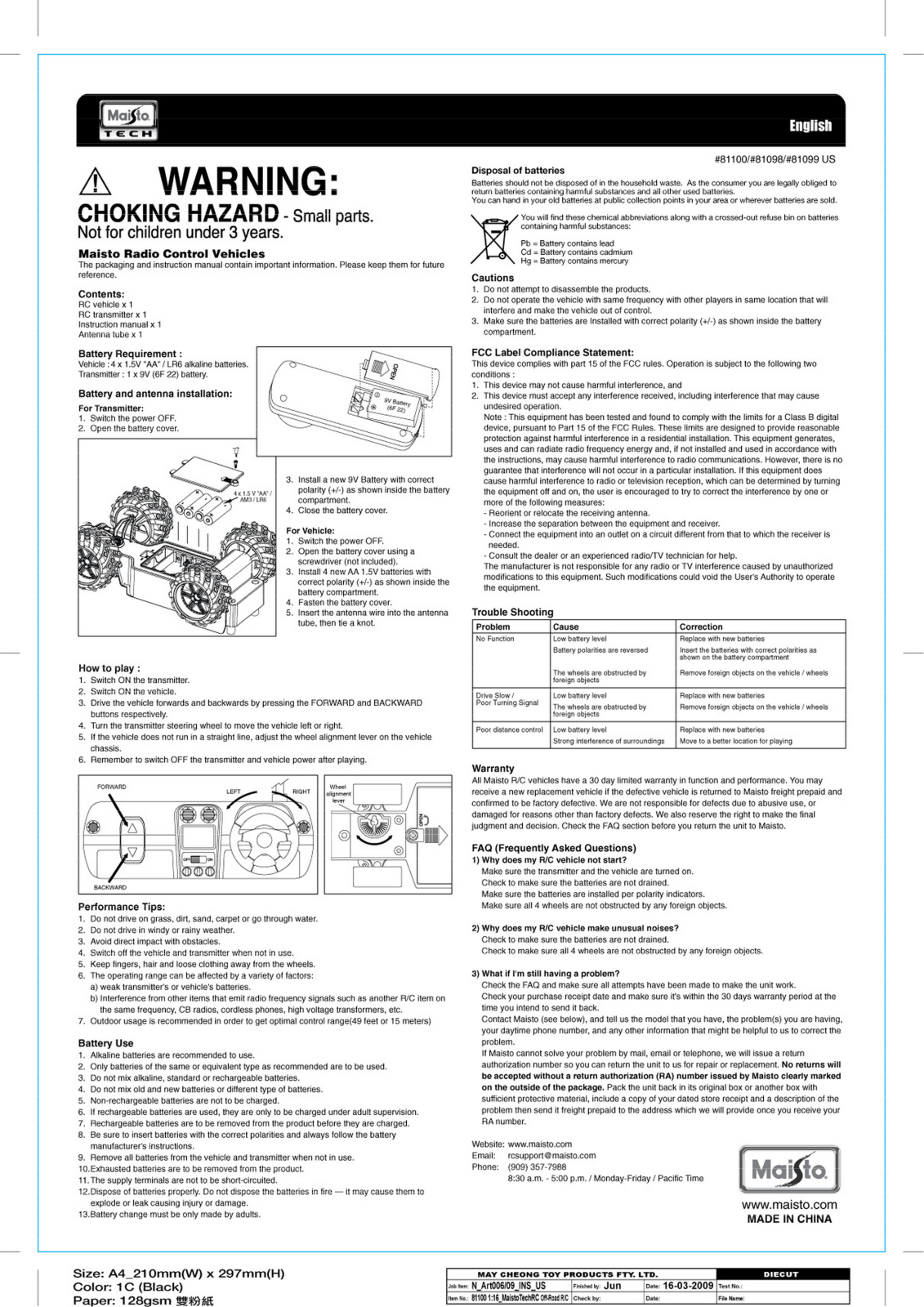 May Cheong Toy Fty 05160RC49 User Manual