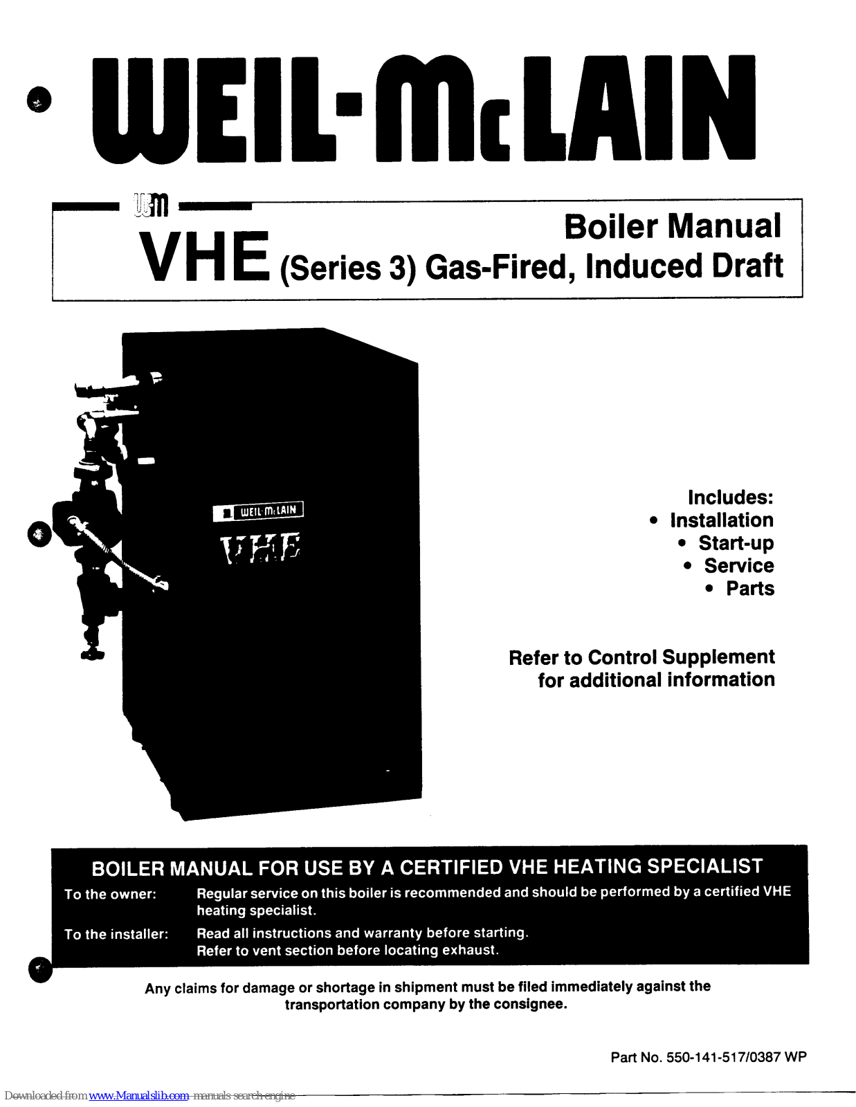 Weil-McLain VHE 3, VHE 4, VHE 5, VHE 6 Installation Manual