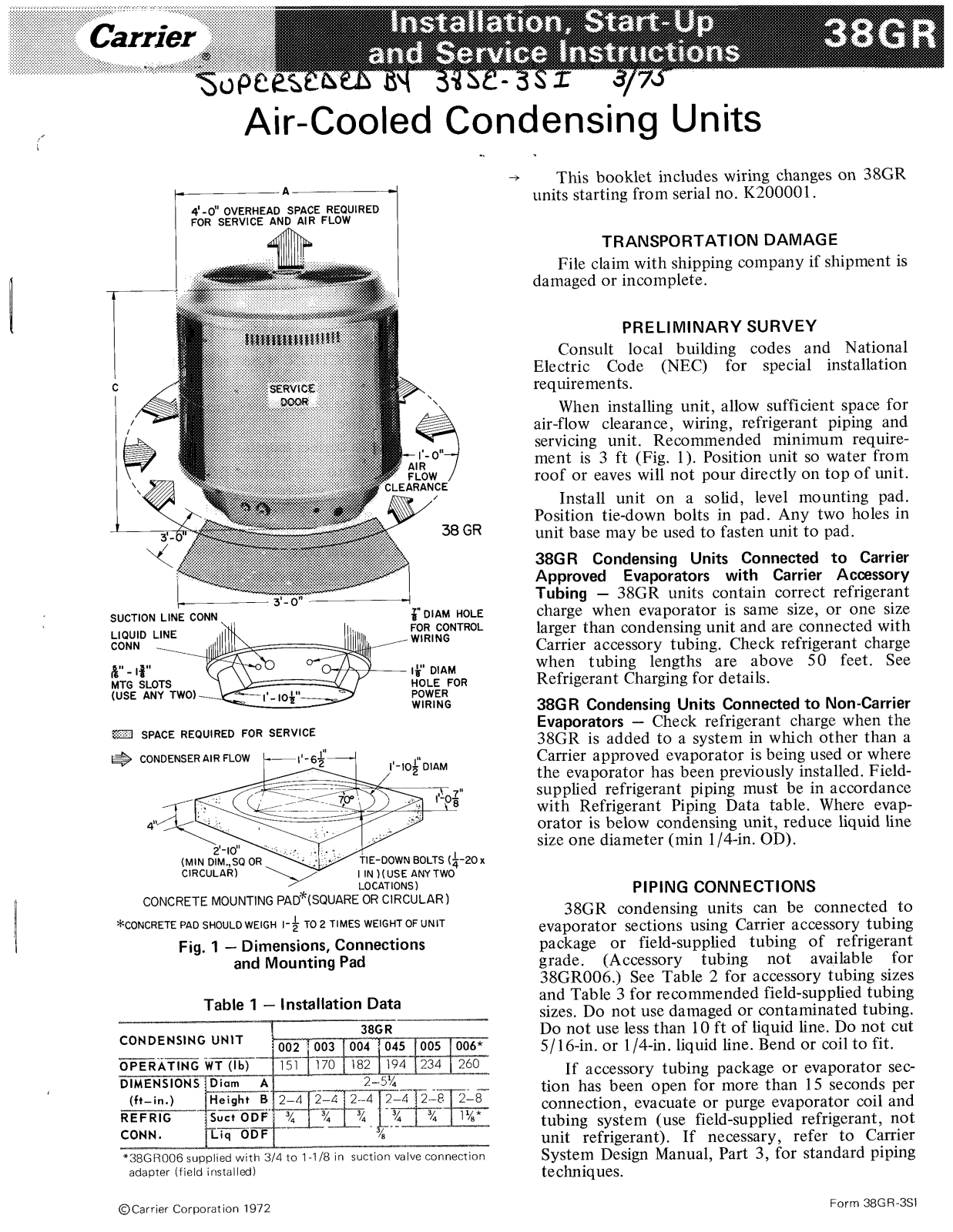 Carrier 38GR User Manual