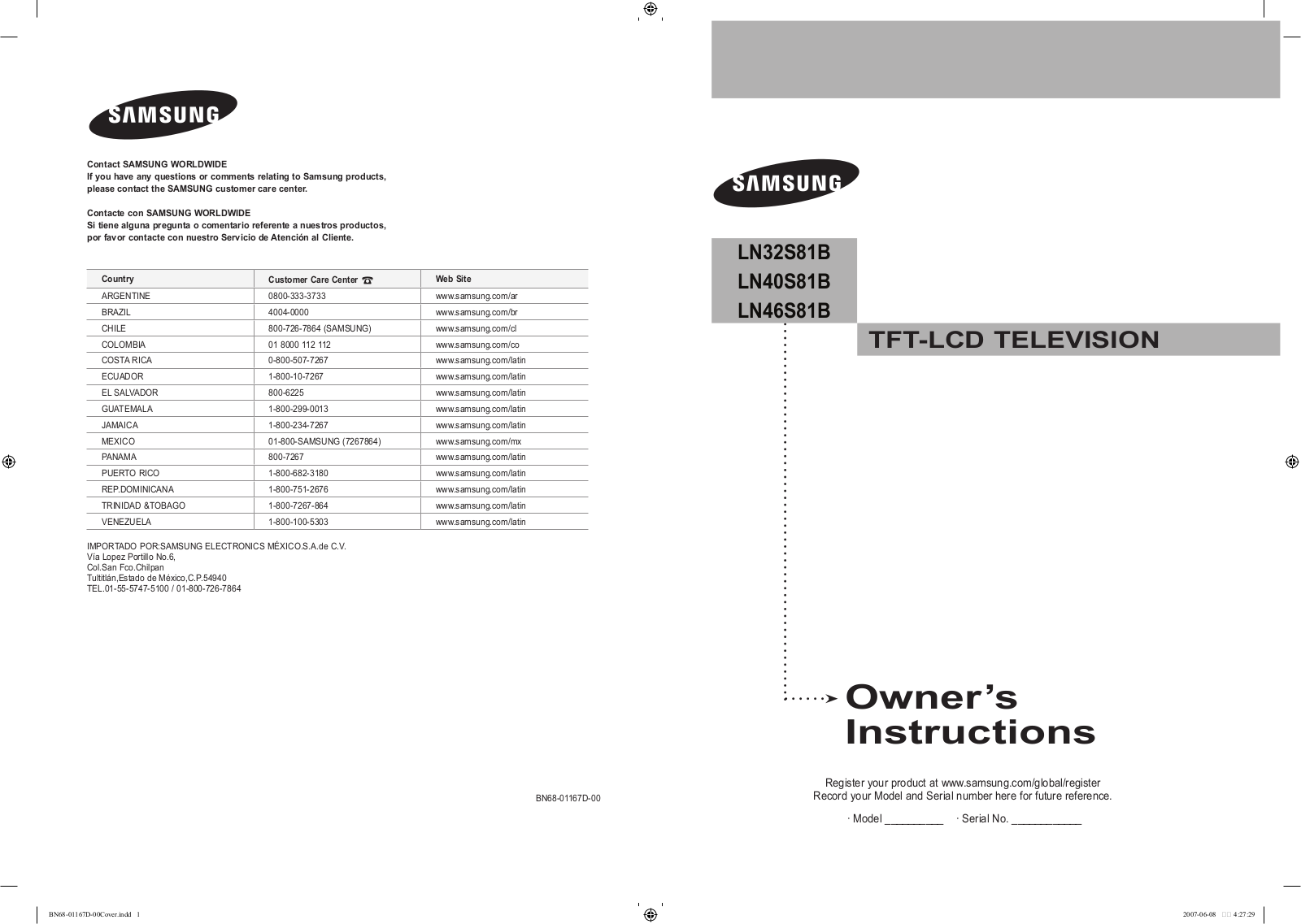 SAMSUNG LN40S81B User Manual