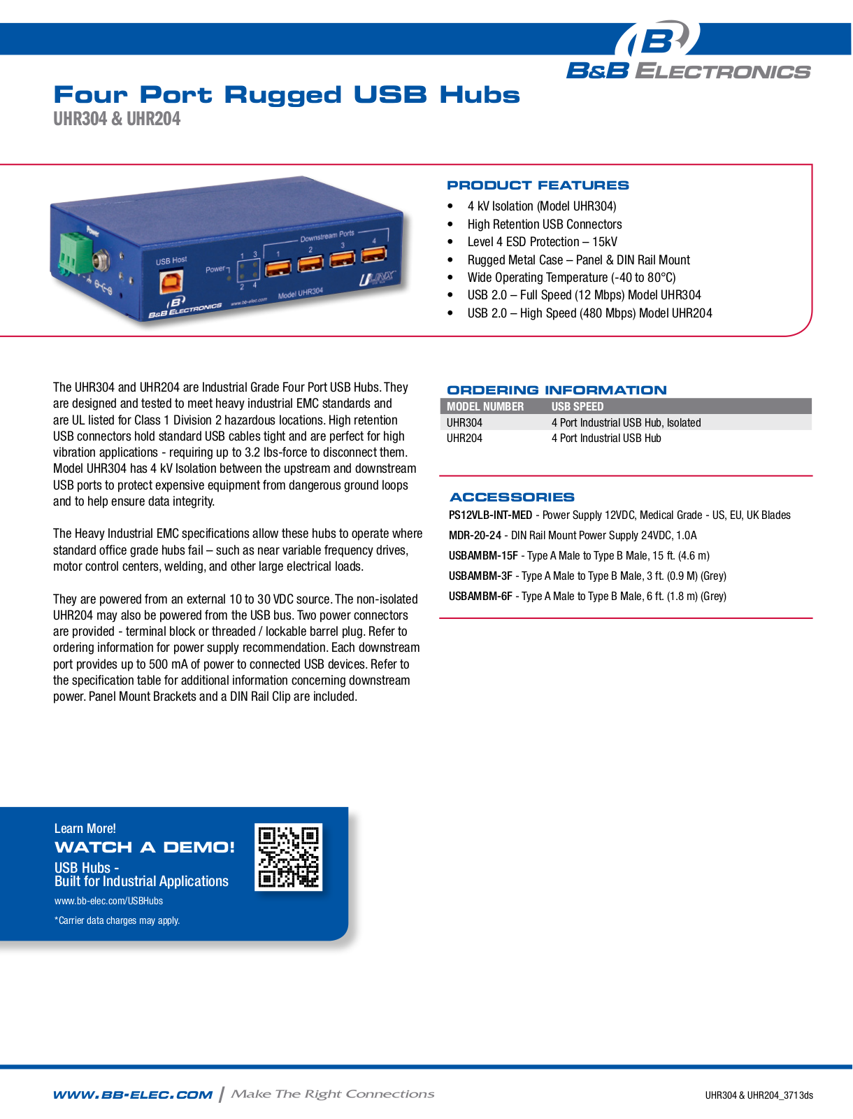 B&B Electronics UHR304 Datasheet