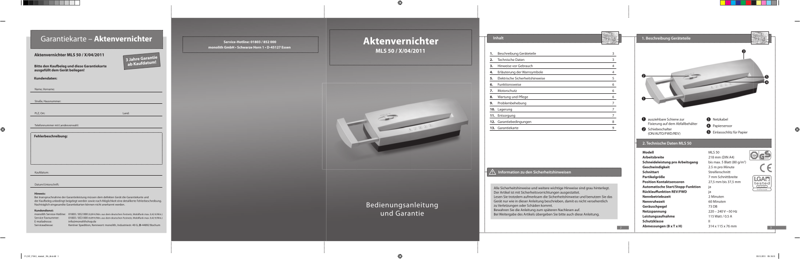 Monolith MLS 50 User Manual