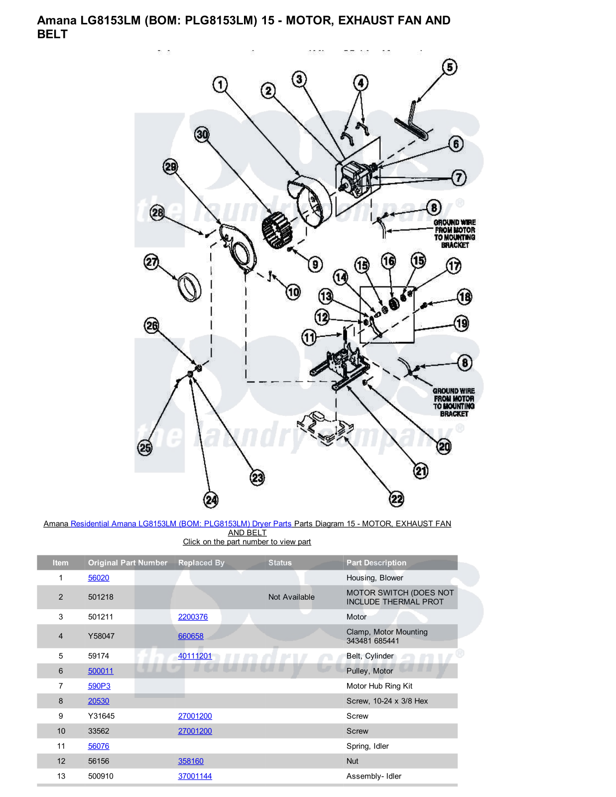 Amana LG8153LM Parts Diagram