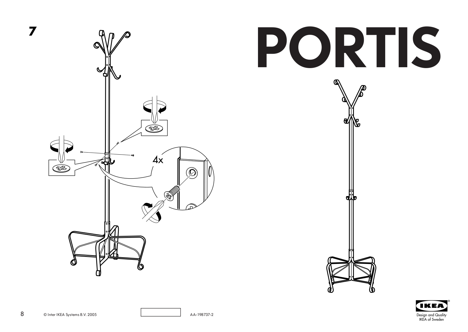 IKEA PORTIS HAT-COAT STAND 75 1-4 Assembly Instruction