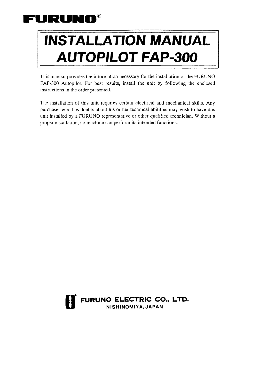 Furuno FAP-300 User Manual