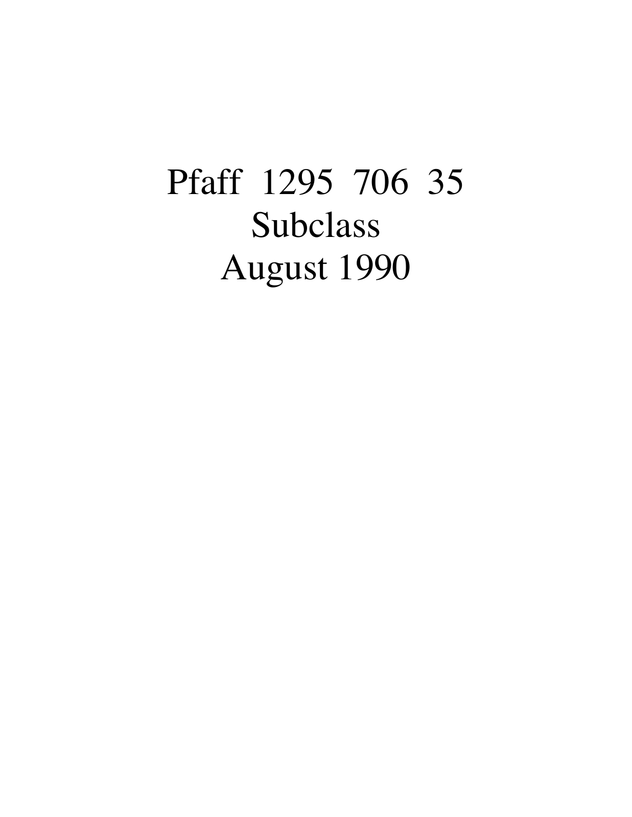 PFAFF 1295 706 35 Parts List