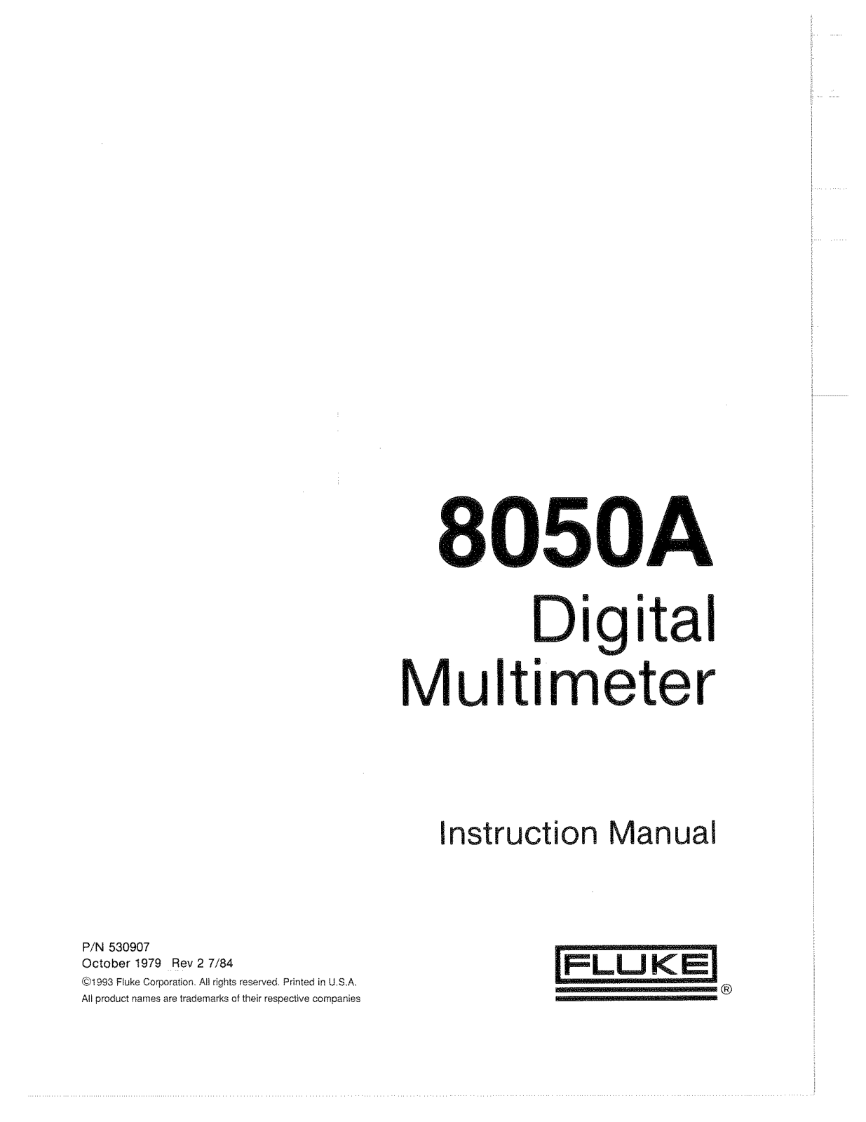 Fluke 8050A User Manual