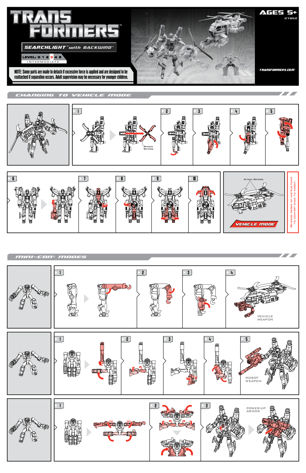 HASBRO Transformers Searchlight With Backwind User Manual