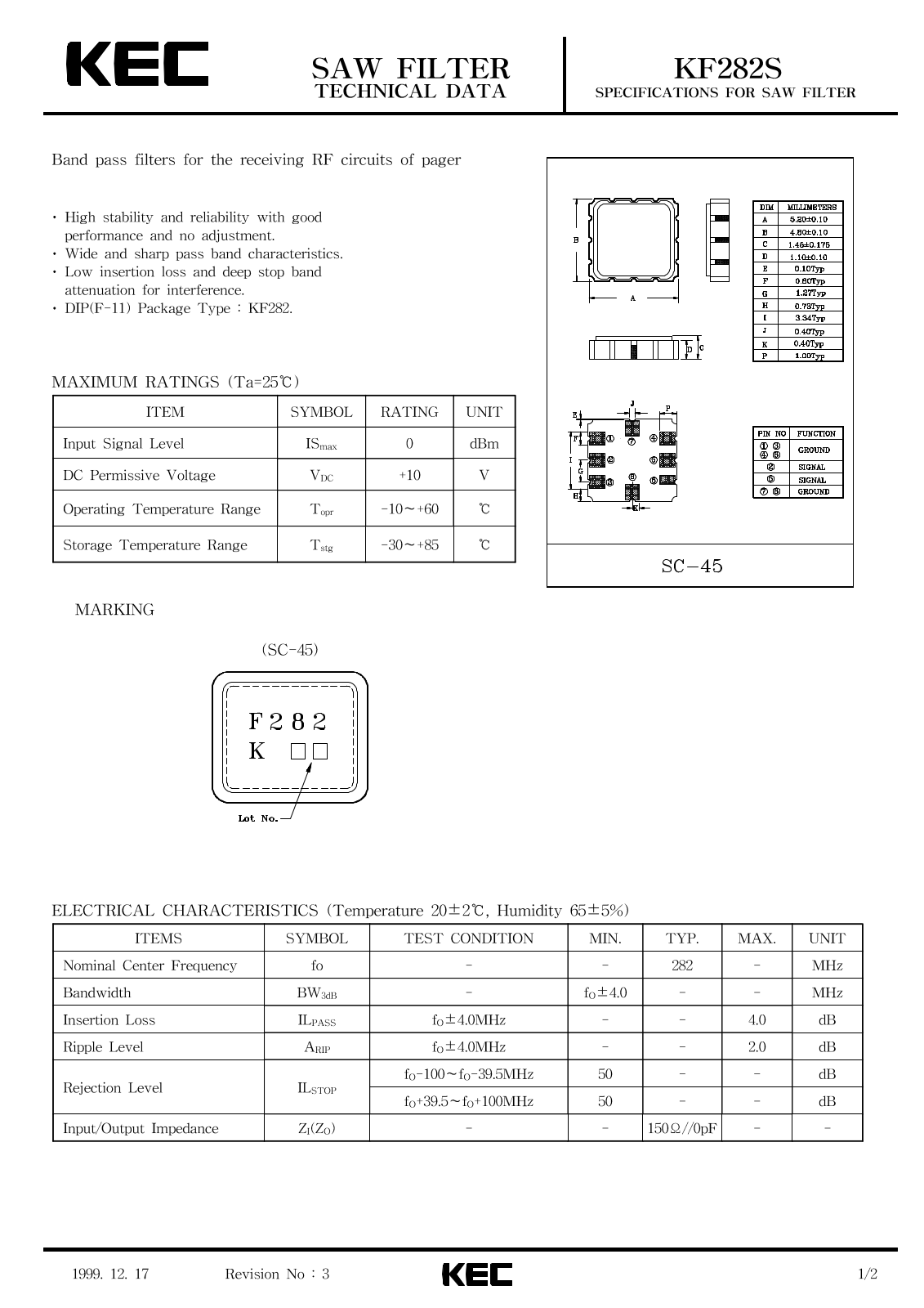 KEC KF282S Datasheet