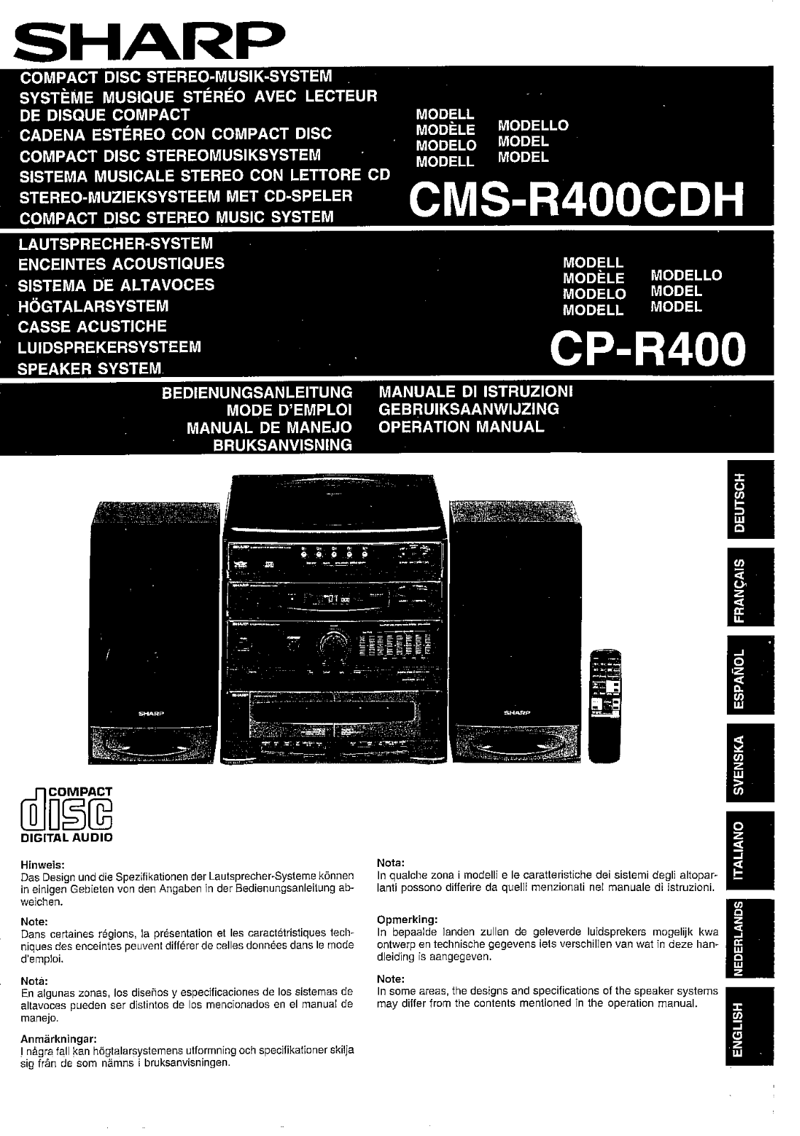 Sharp CMS-R400CDH, CP-R400 Owner Manual