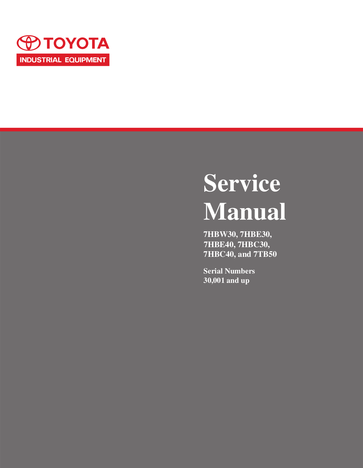 Toyota 7HBW30-7TB50 Service Manual