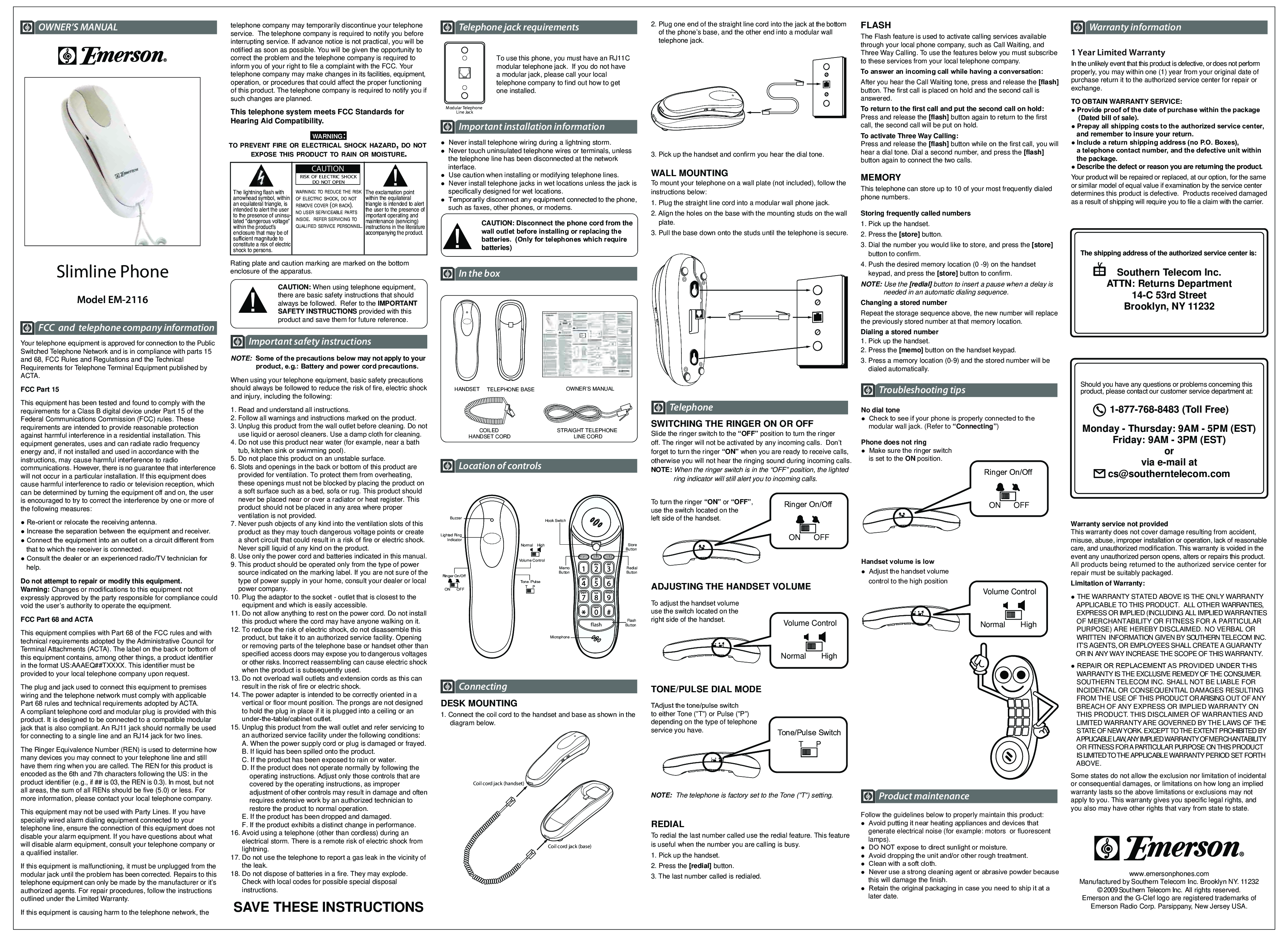 Emerson EM 2116 User Manual