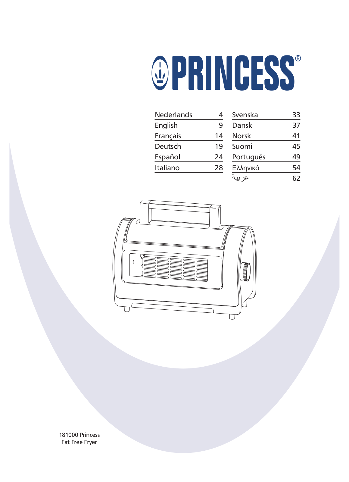 Princess 181000 Classic Fat Free User Manual