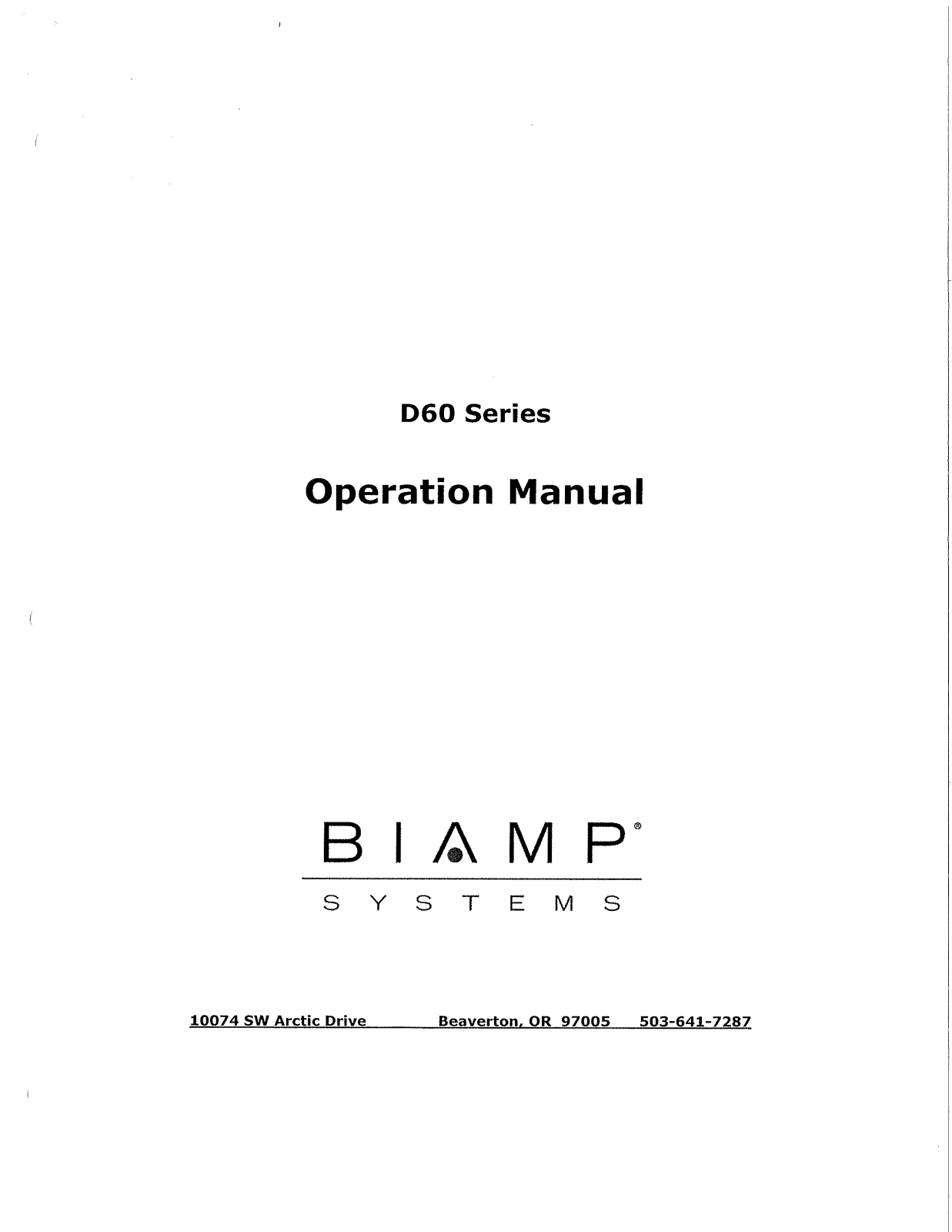 Biamp D60 User Manual