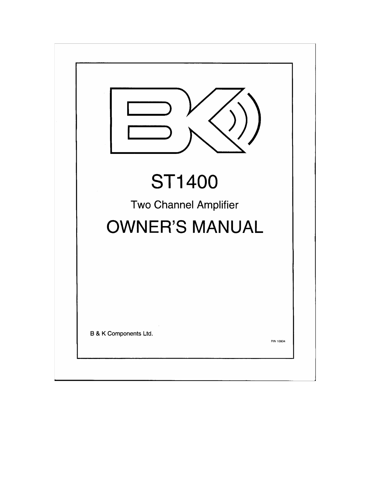 B&K ST1400 User Manual