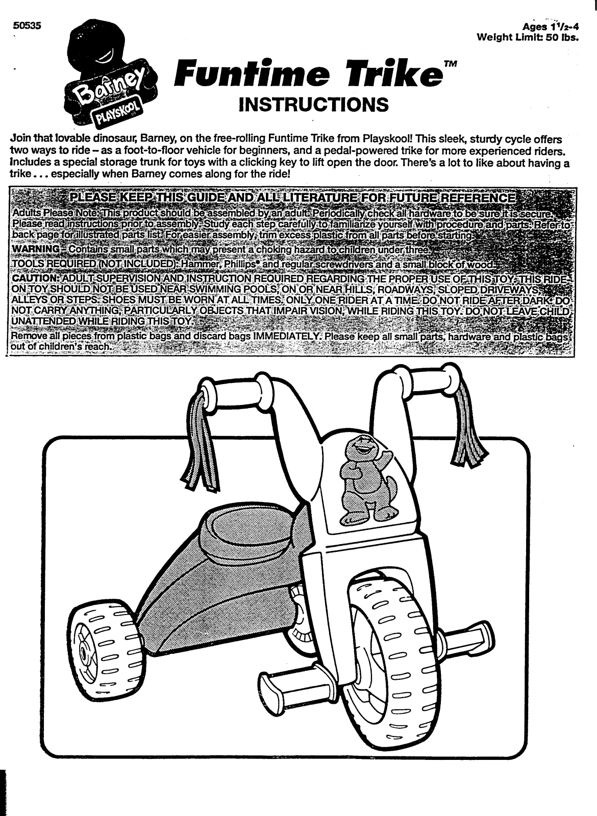 HASBRO Barney Funtime Trike User Manual