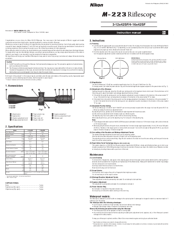 Nikon M-223 Instruction Manual