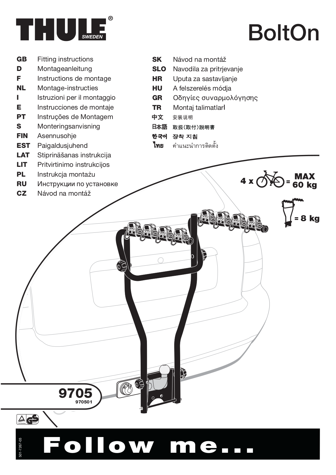 Thule BoltOn 9705 Fitting Instructions Manual