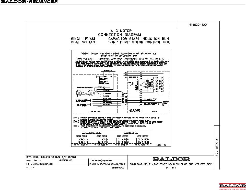Baldor C18G2702 Product Information Packet