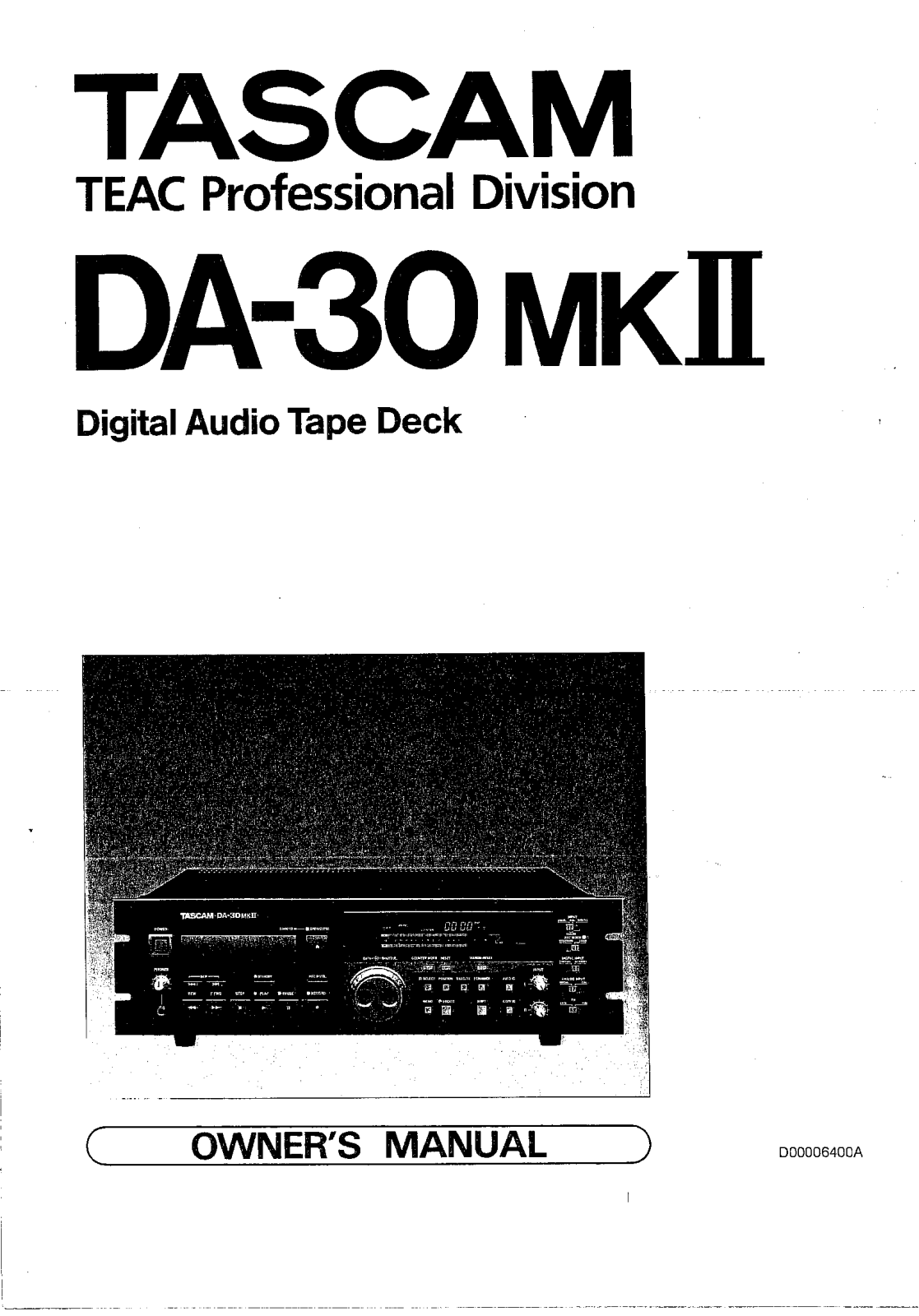 Tascam DA-30 Mk2 Owners manual