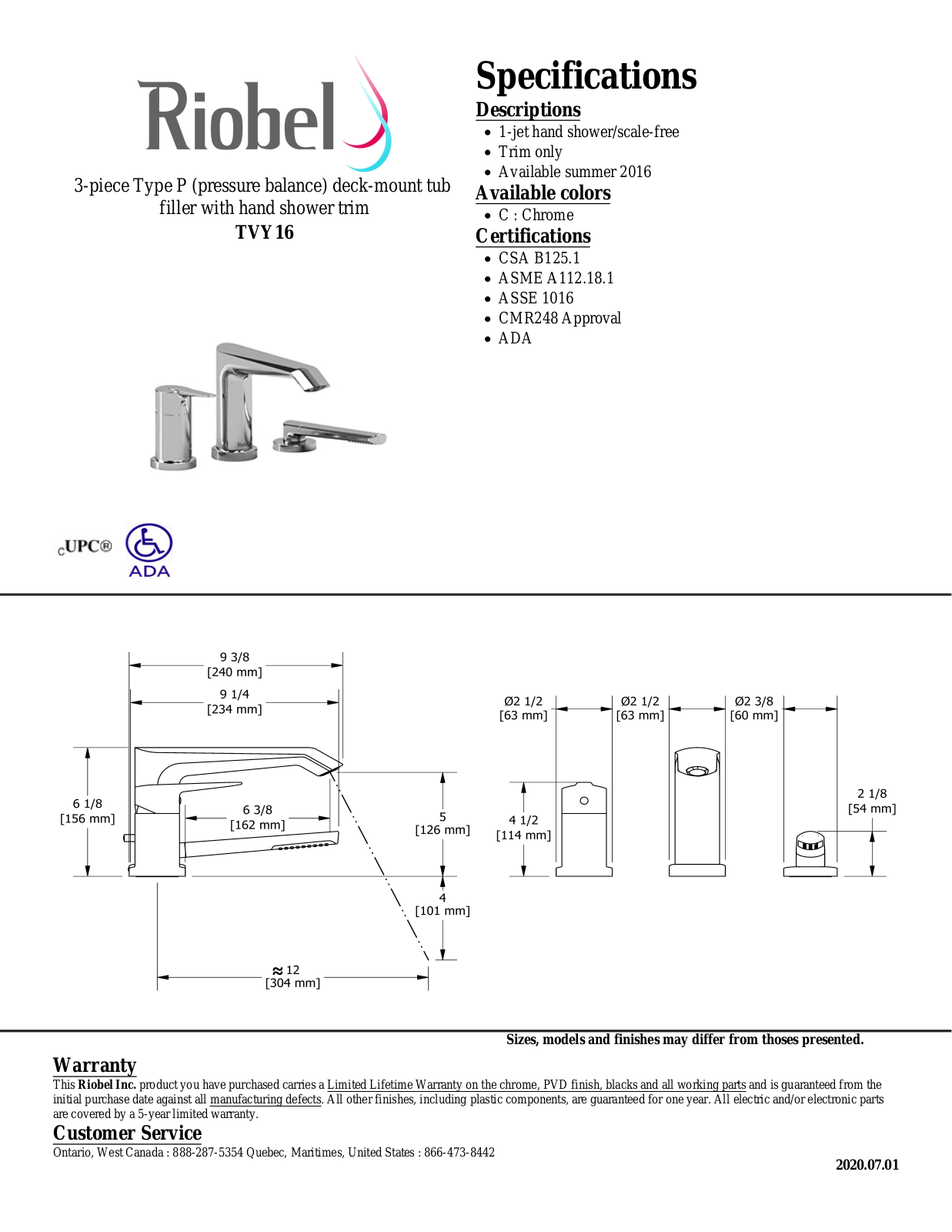 Riobel TVY16C Specifications - ManualMachine.com