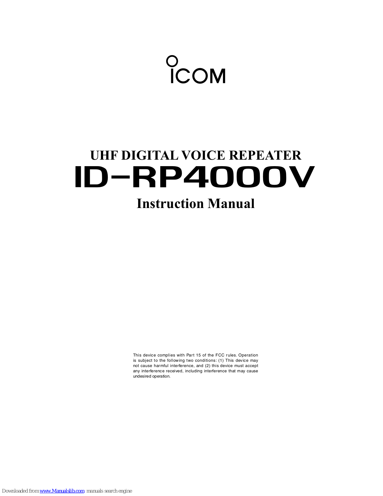 Icom id- rp4000v Instruction Manual