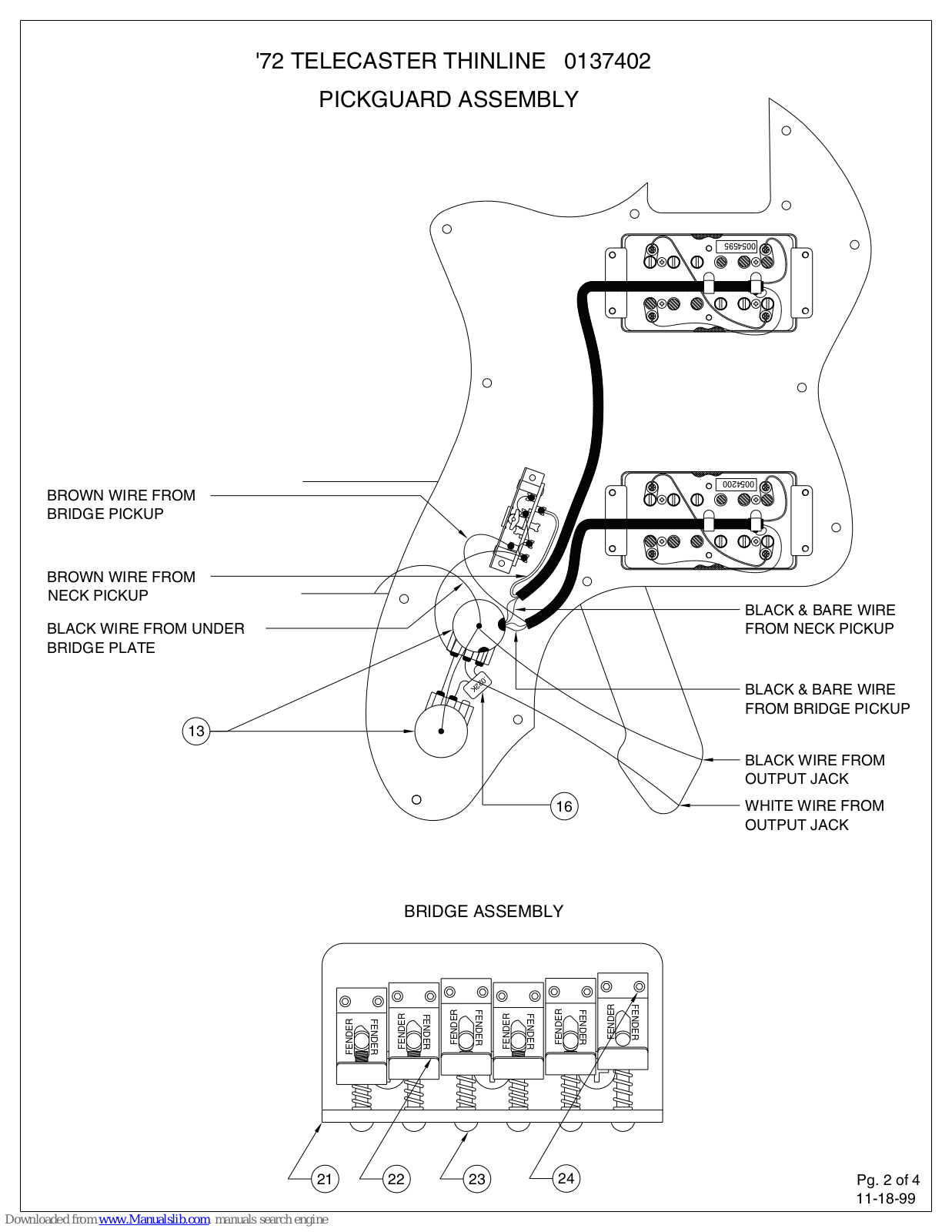 Fender 72 Telecaster, '72 TELECASTER THINLINE 0137402 Assembly