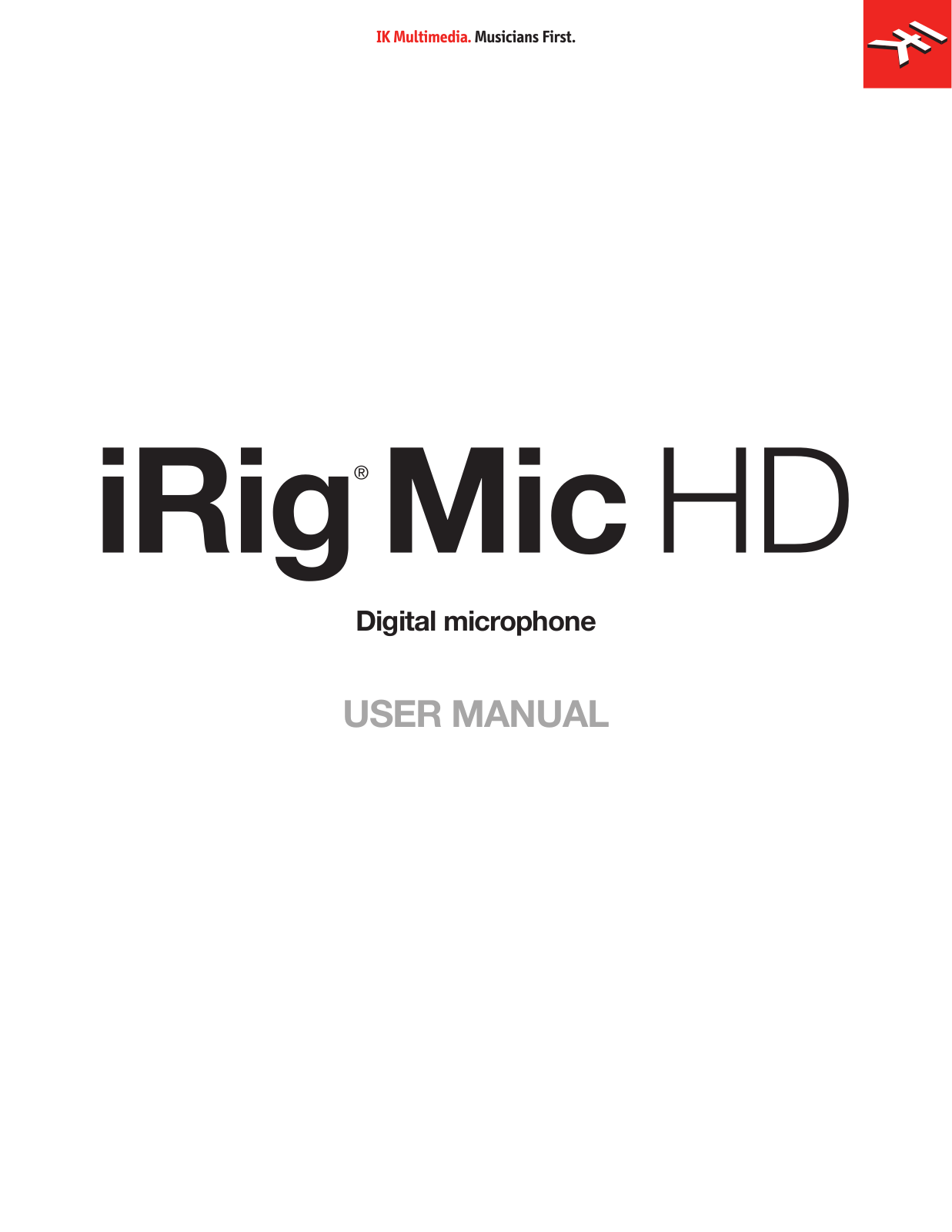 IK Multimedia iRig Mic HD User guide