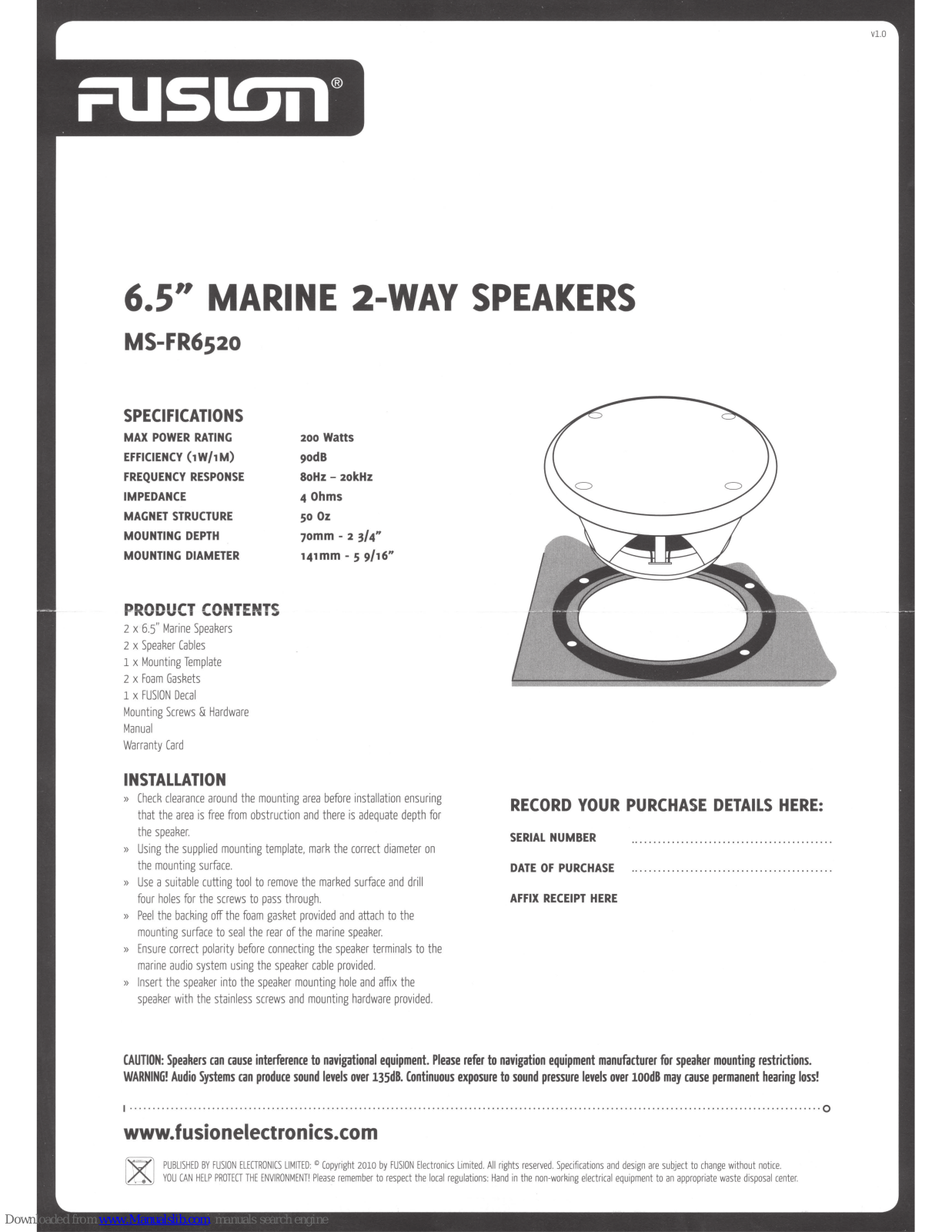 Fusion MS-RF6520 Installation Manual