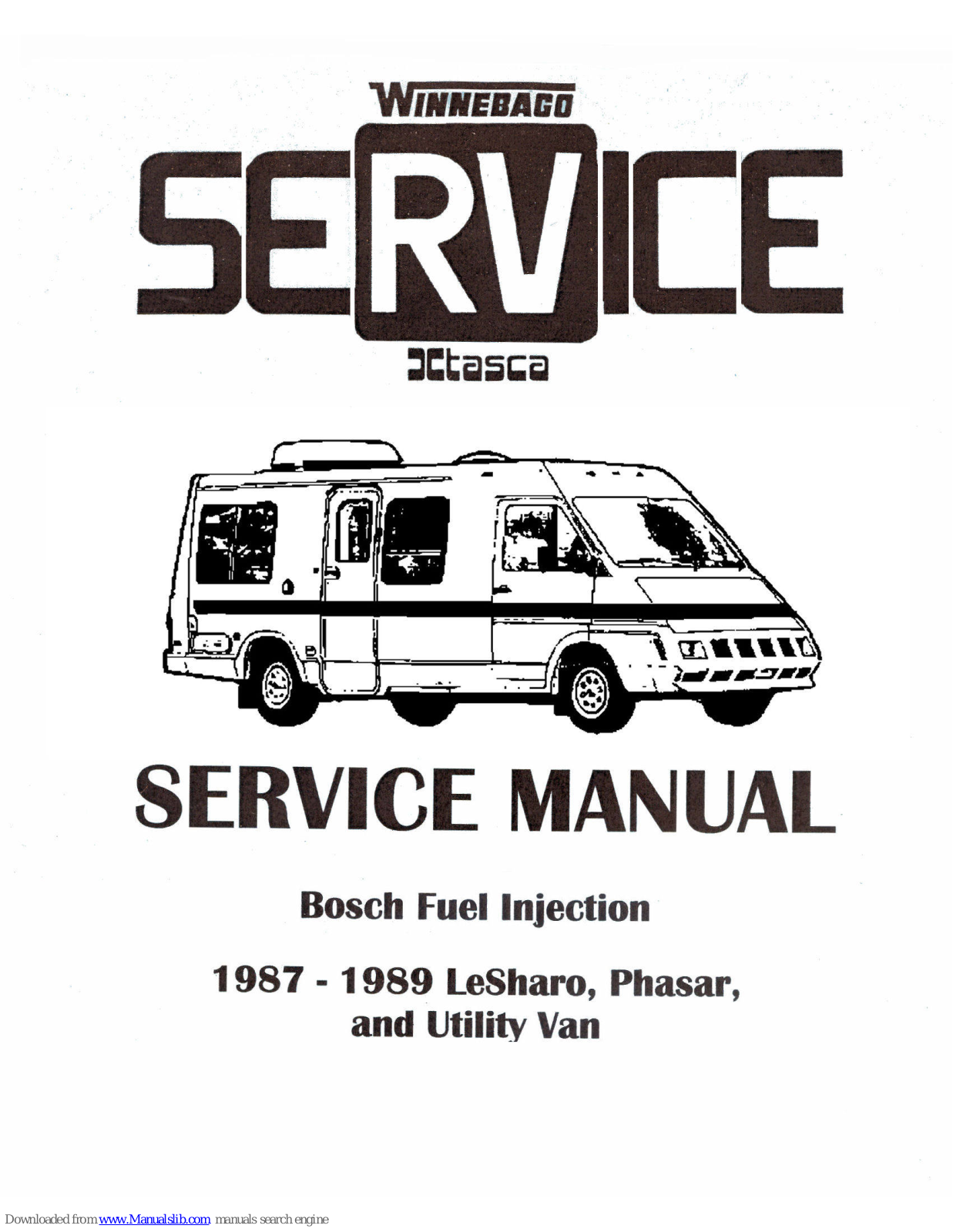 Winnebago LeSharo (1987), Phasar (1987), Utility Van (1987) Service Manual