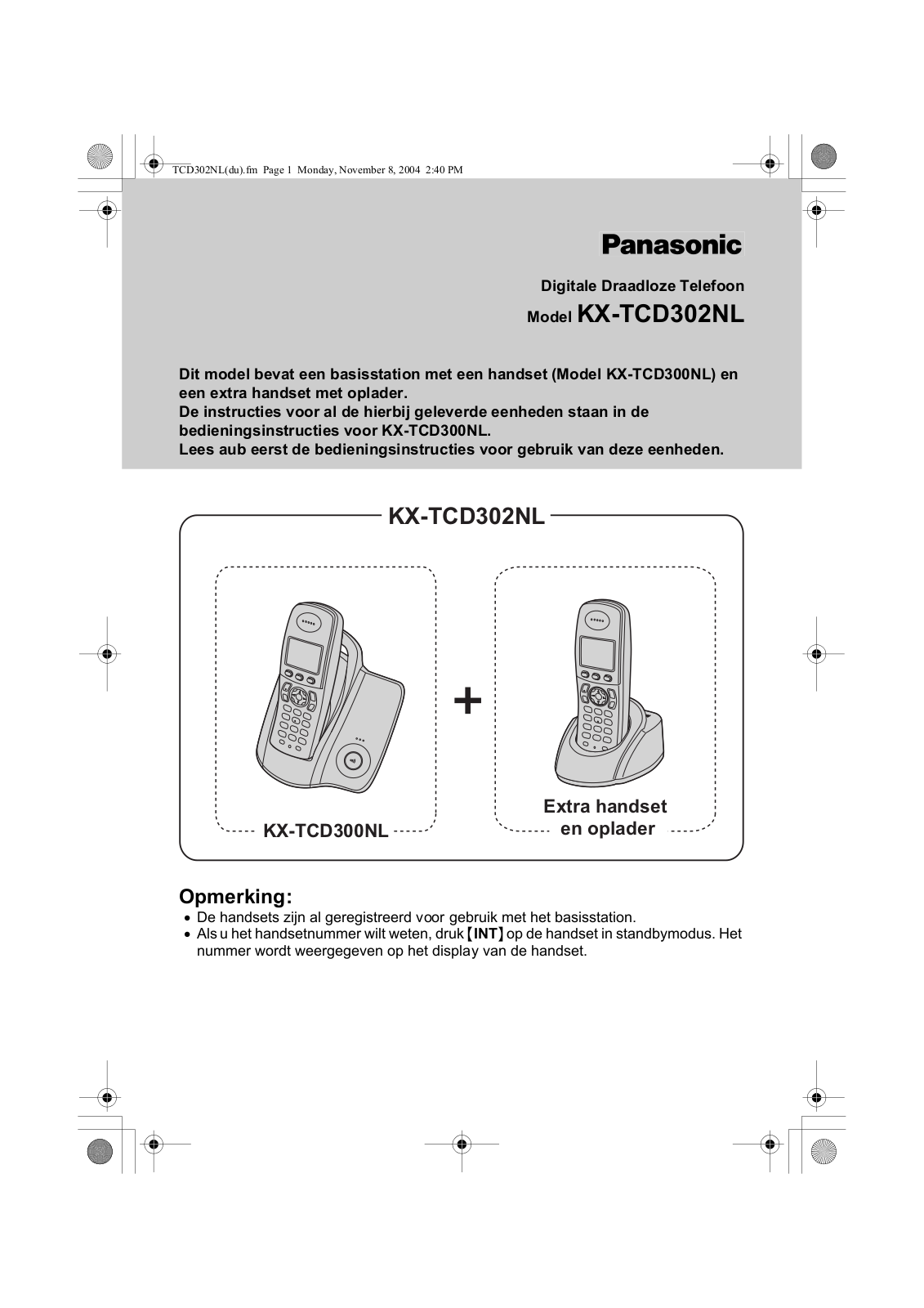 Panasonic KXTCD302NL Operating Instructions