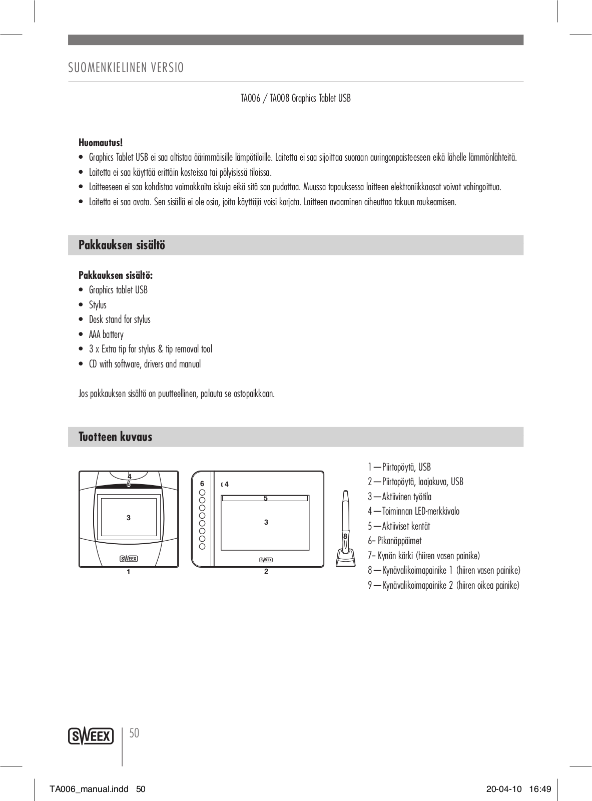 Sweex TA008, TA006 User Manual