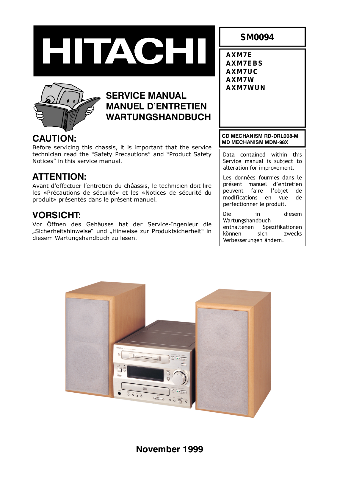 Hitachi AX-M7-UC, AX-M7-EBS, AX-M7-E, AX-M7-WUN, AX-M7-W Service Manual