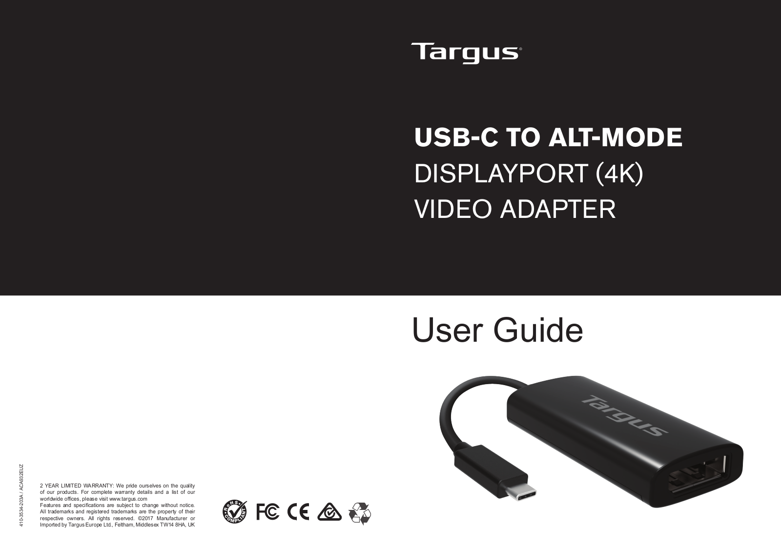 Targus ACA932, ACA932EUZ, ACA932EU User Manual